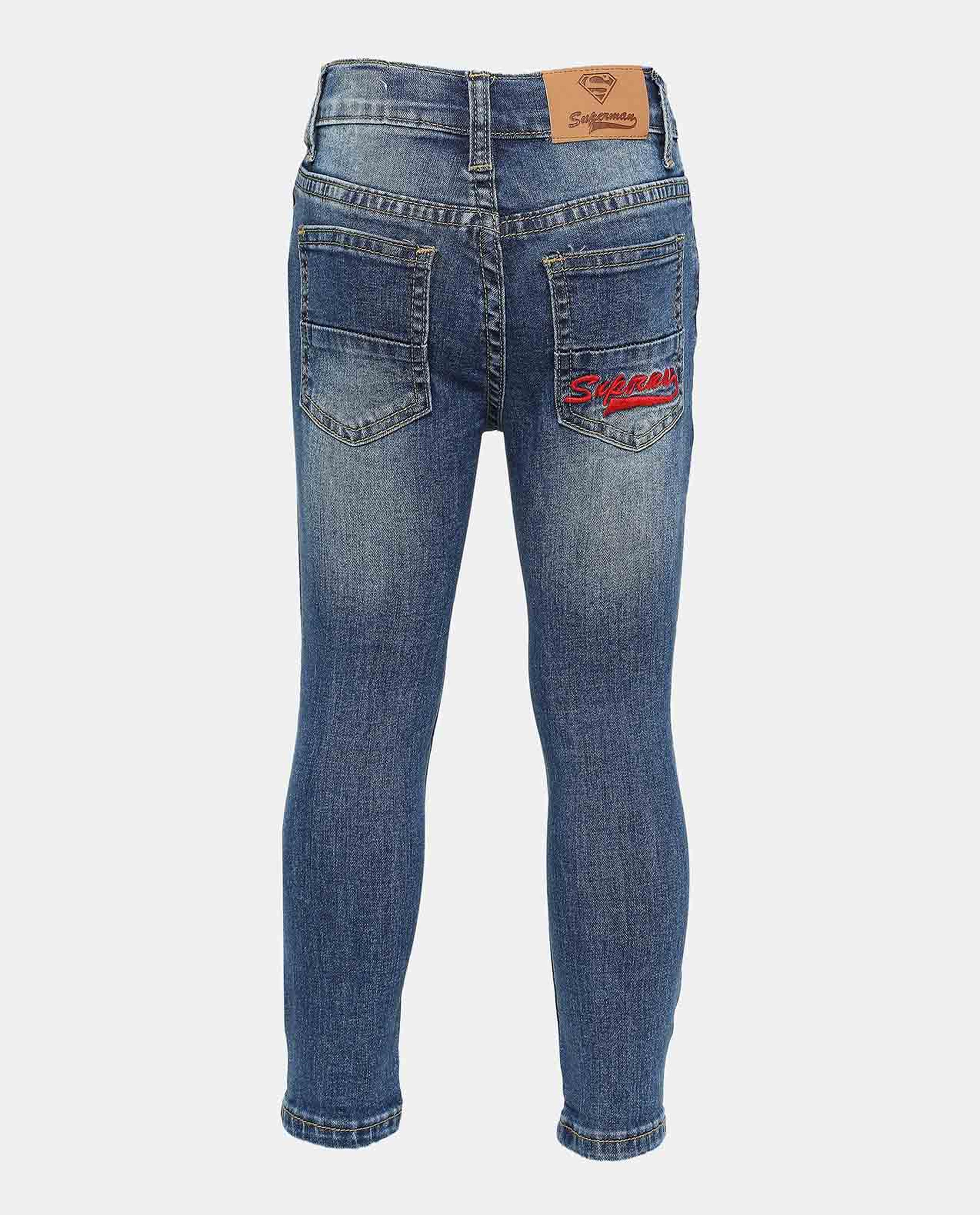 Blue Superman Printed Jeans