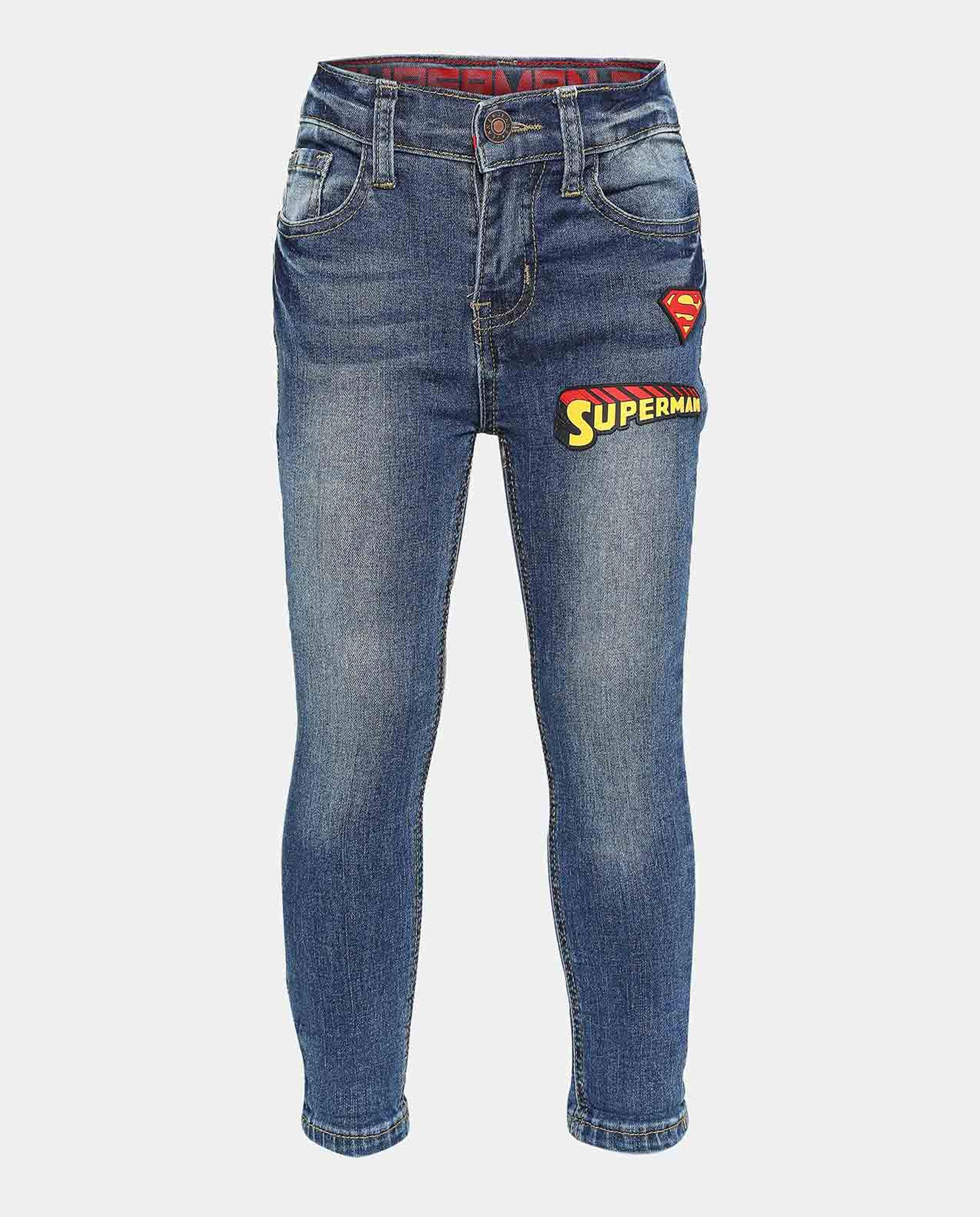 Blue Superman Printed Jeans
