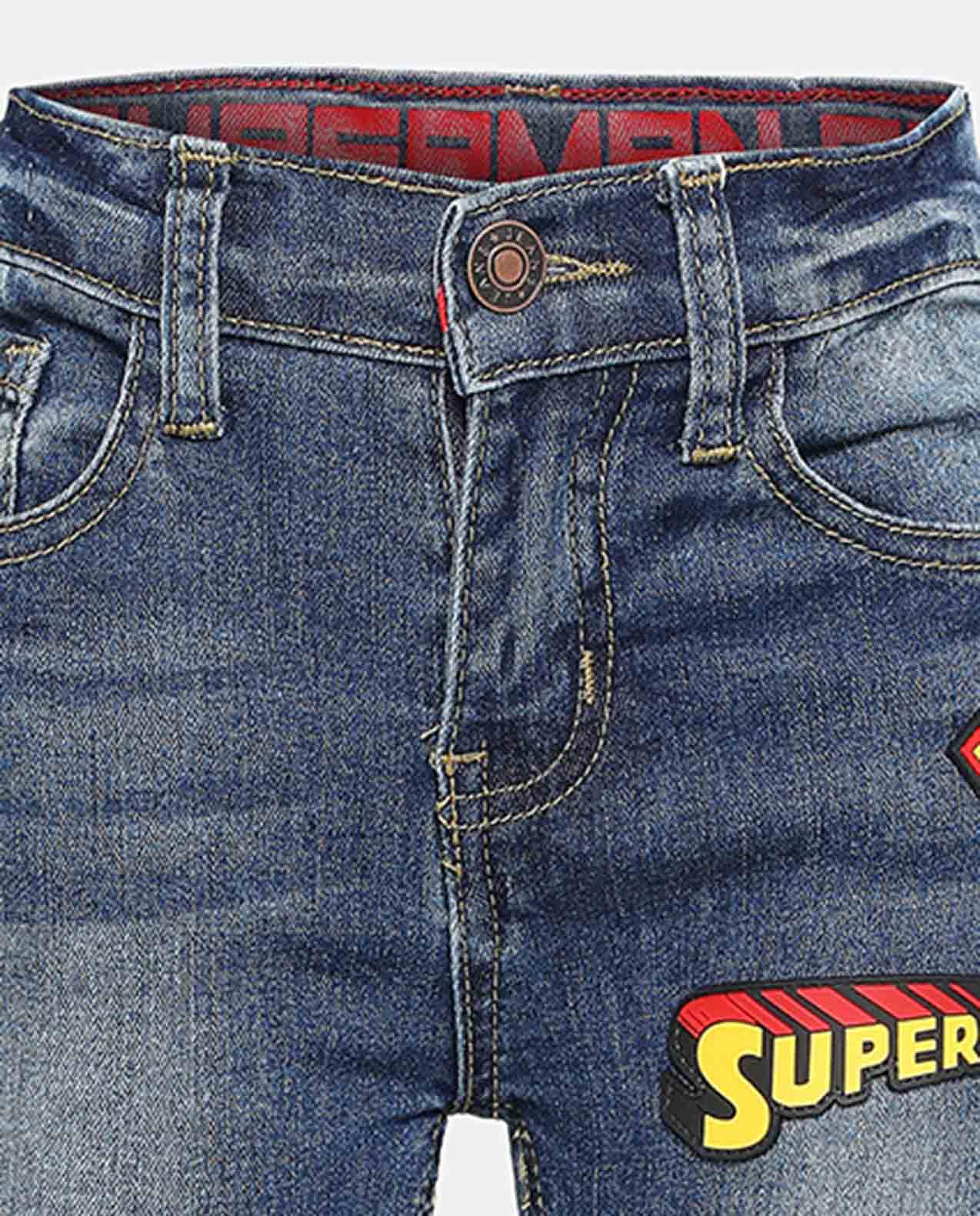 Blue Superman Printed Jeans