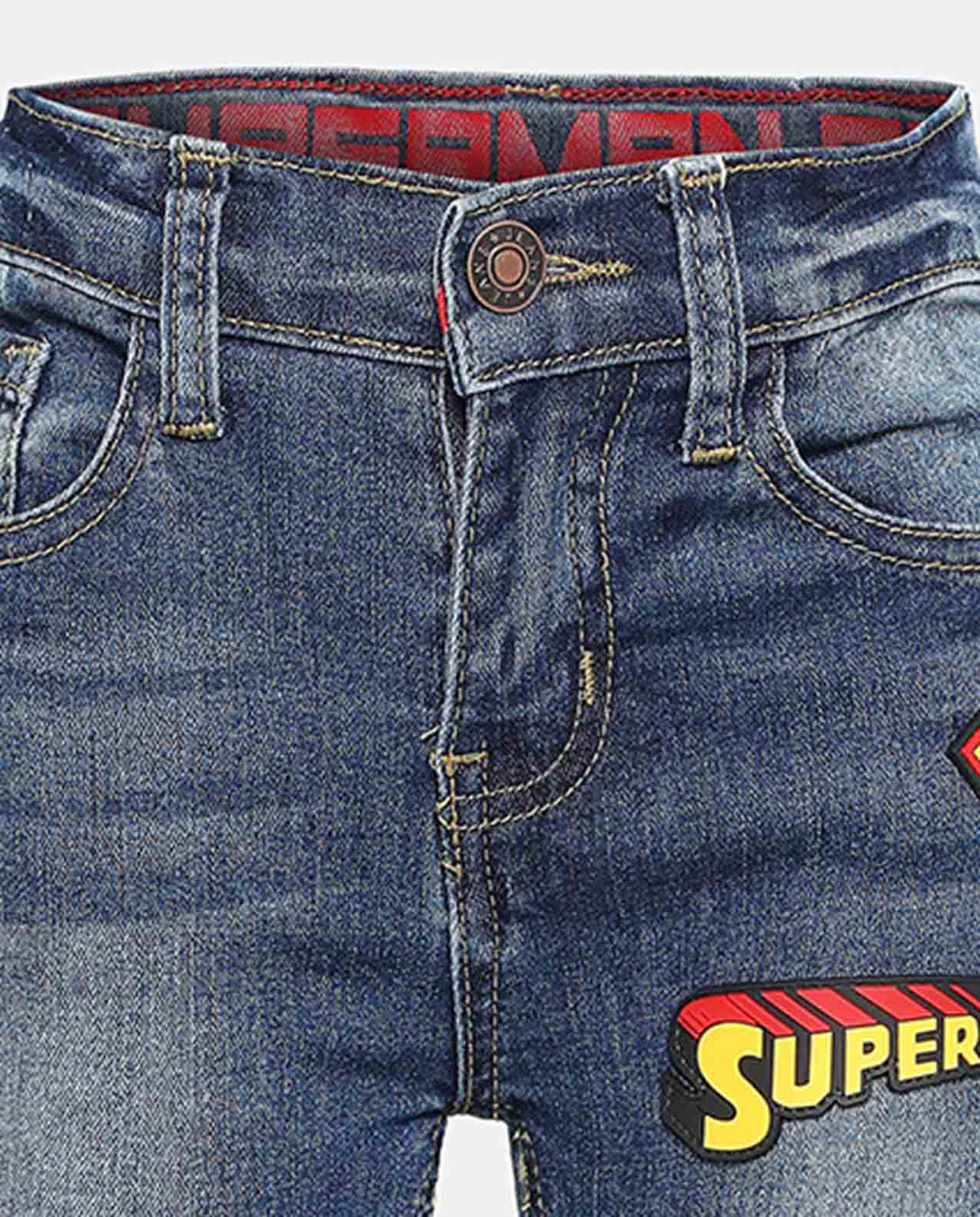 Blue Superman Printed Jeans