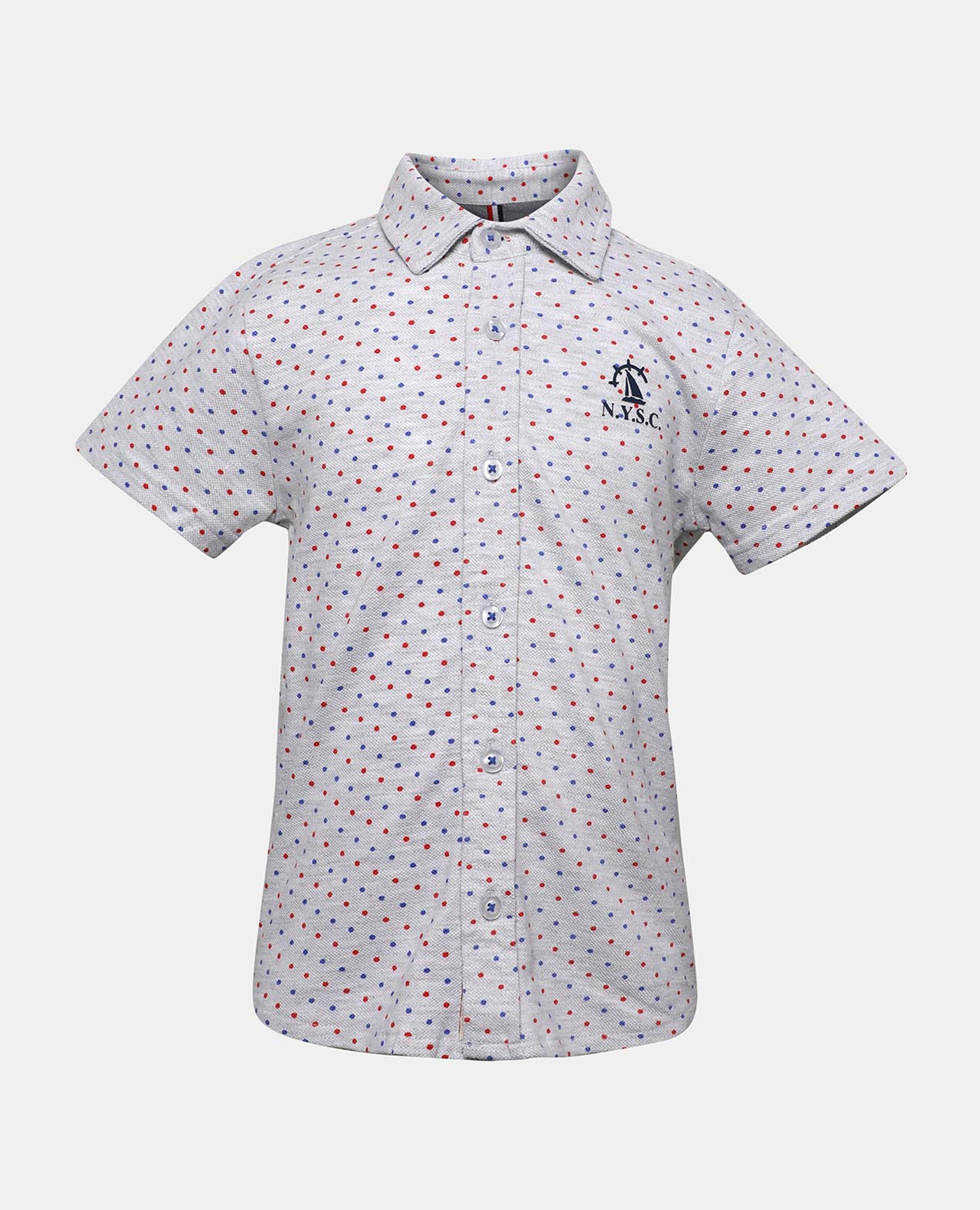 Grey Polka Dot Printed Shirt