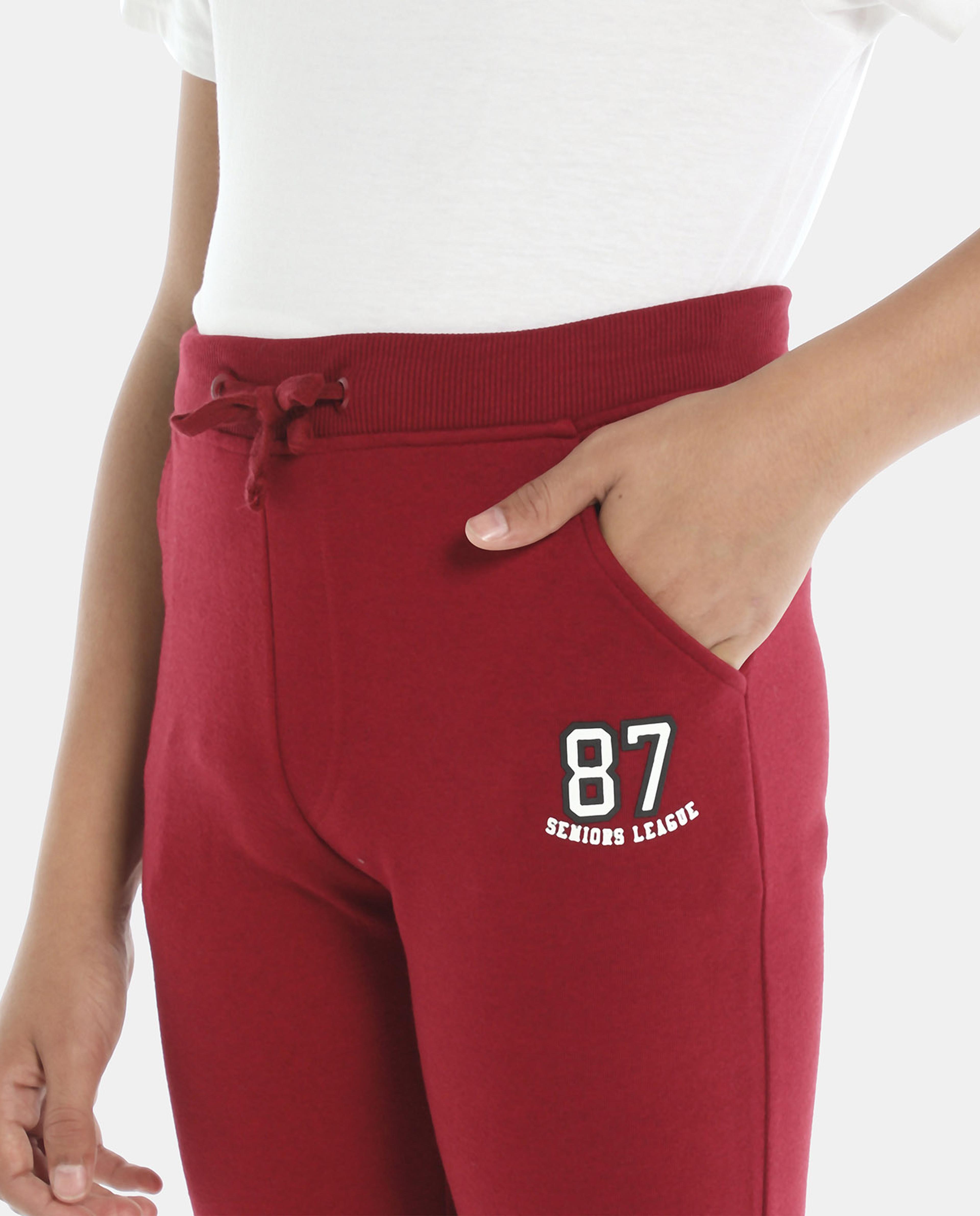 Red Printed Regular Fit Joggers