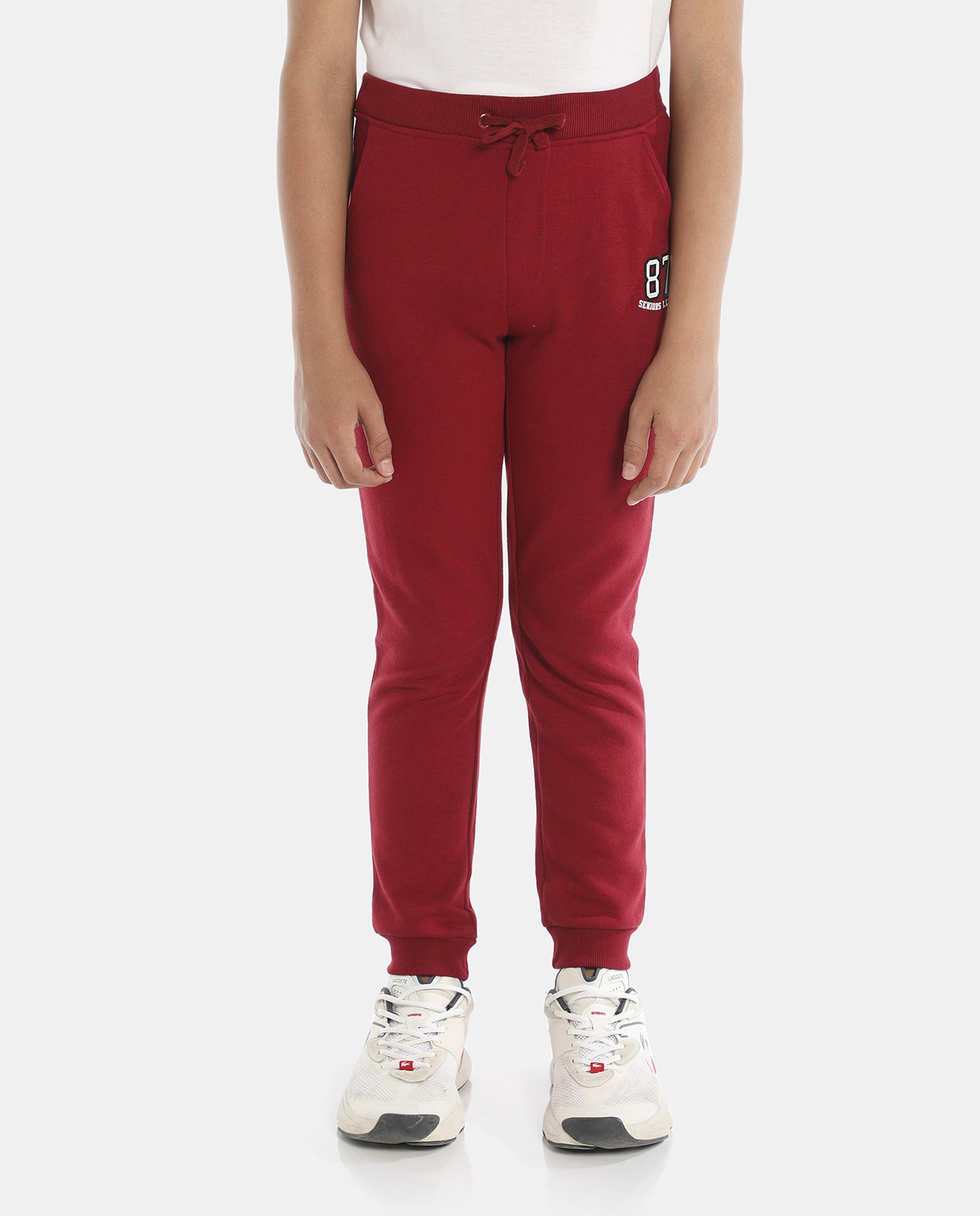 Red Printed Regular Fit Joggers
