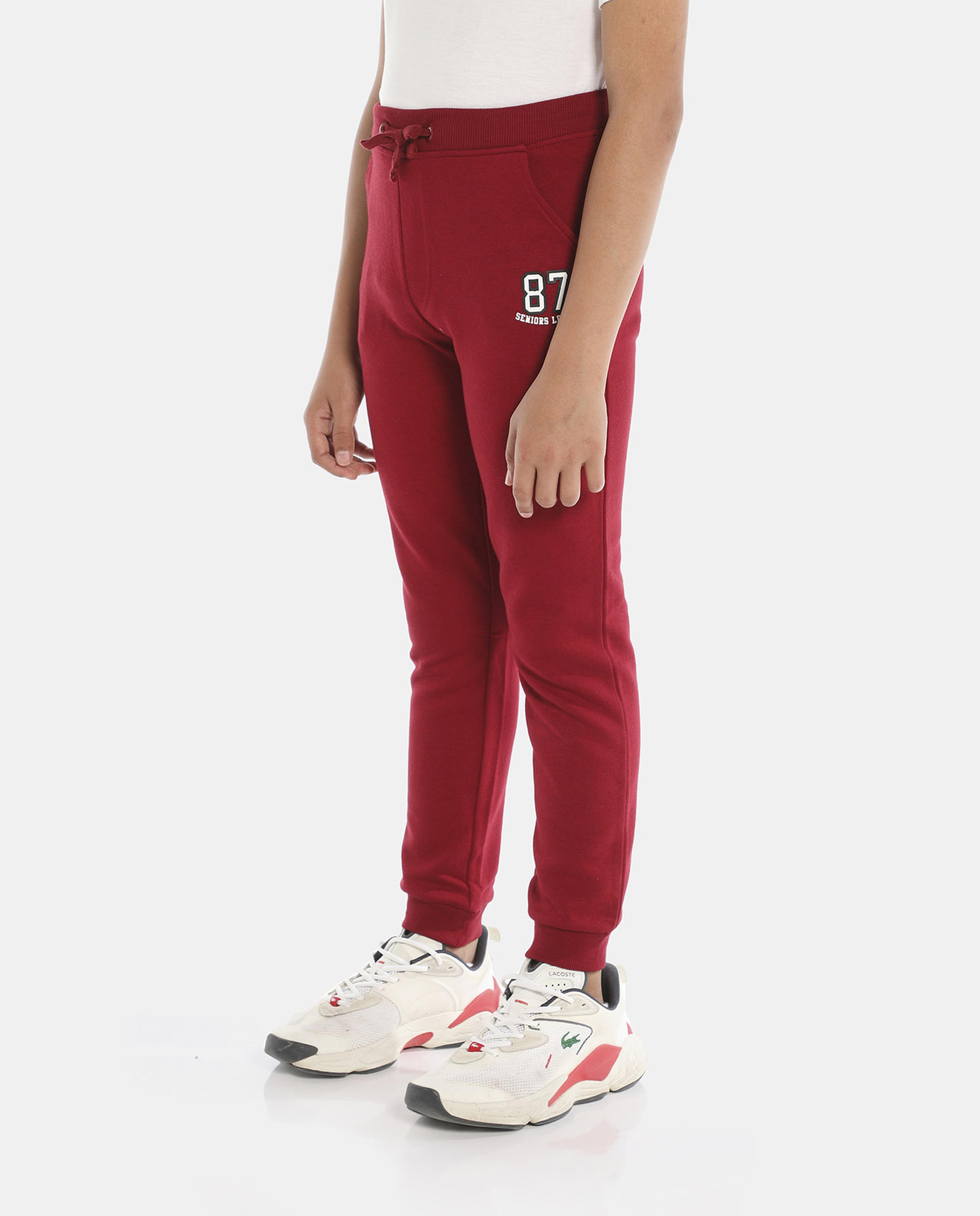 Red Printed Regular Fit Joggers