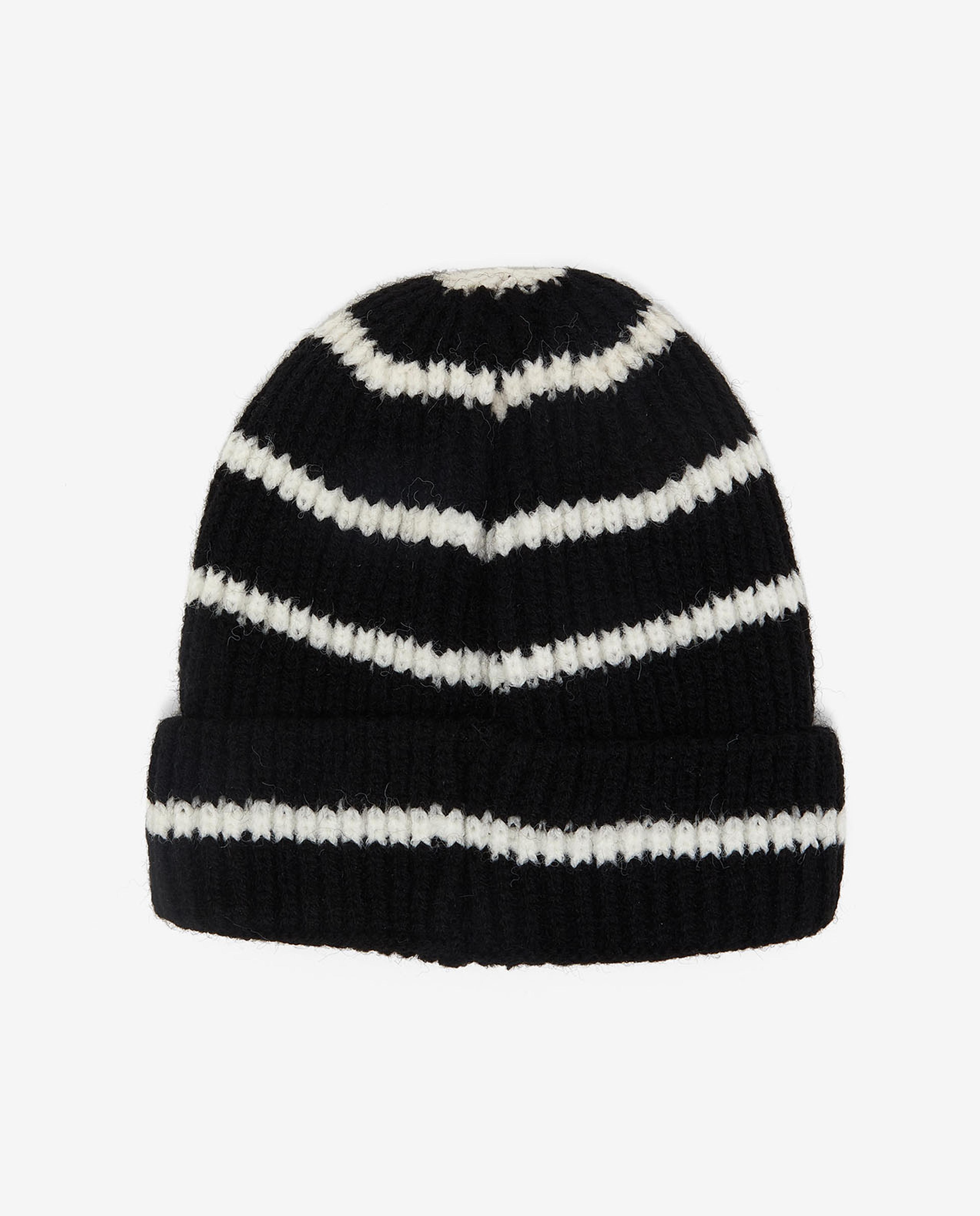 Striped Knitted Pom-Pom Beanie Cap