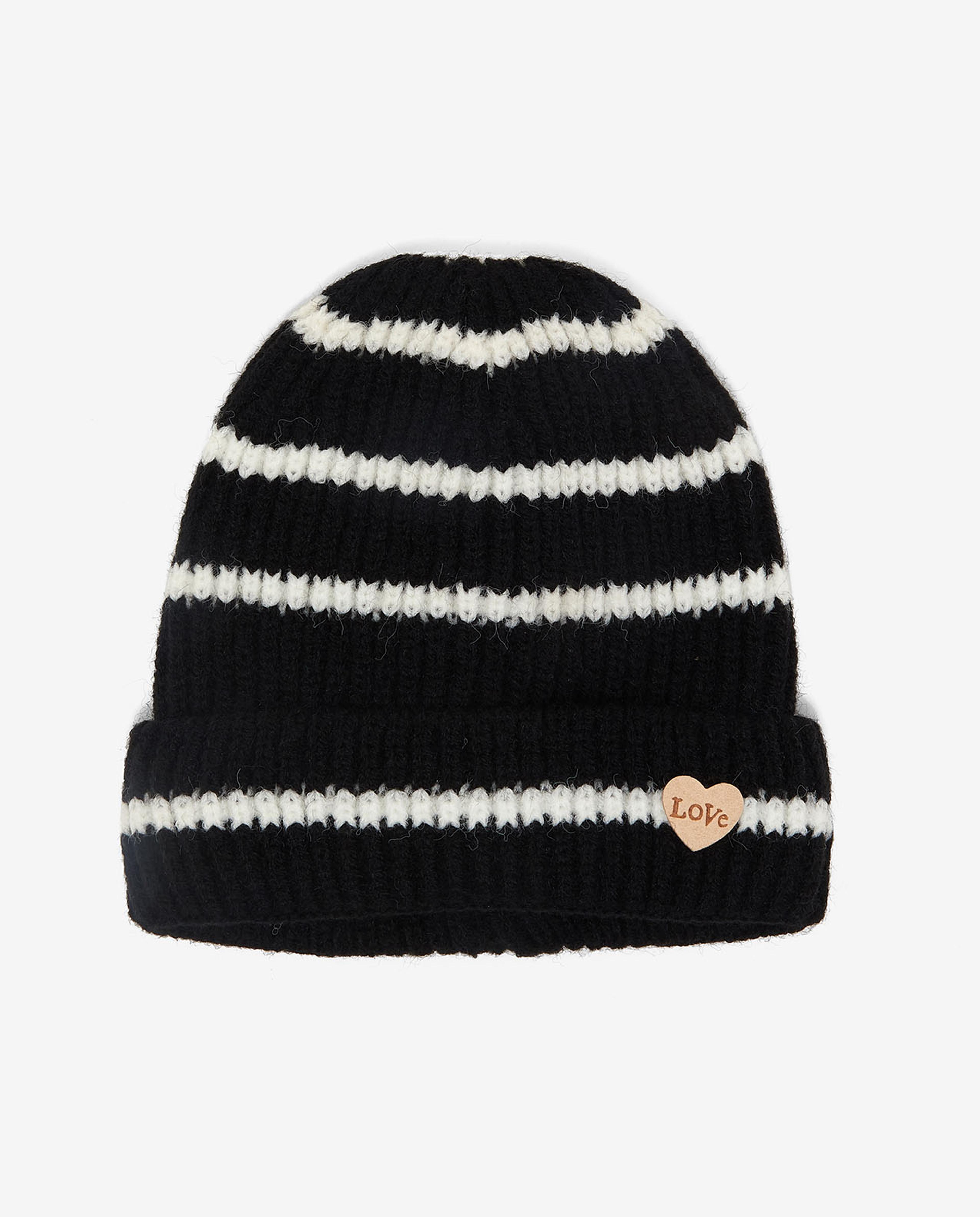 Striped Knitted Pom-Pom Beanie Cap