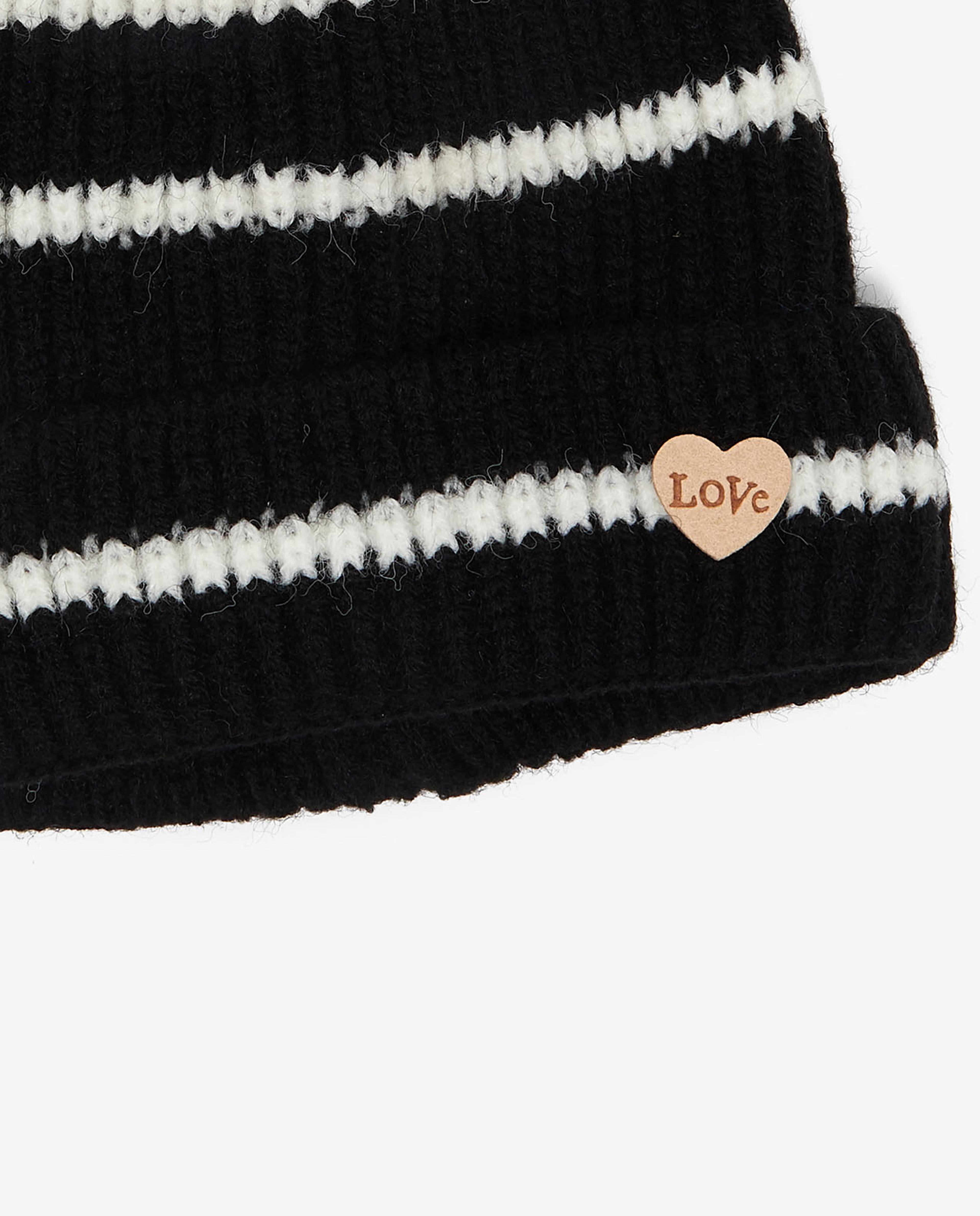Striped Knitted Pom-Pom Beanie Cap