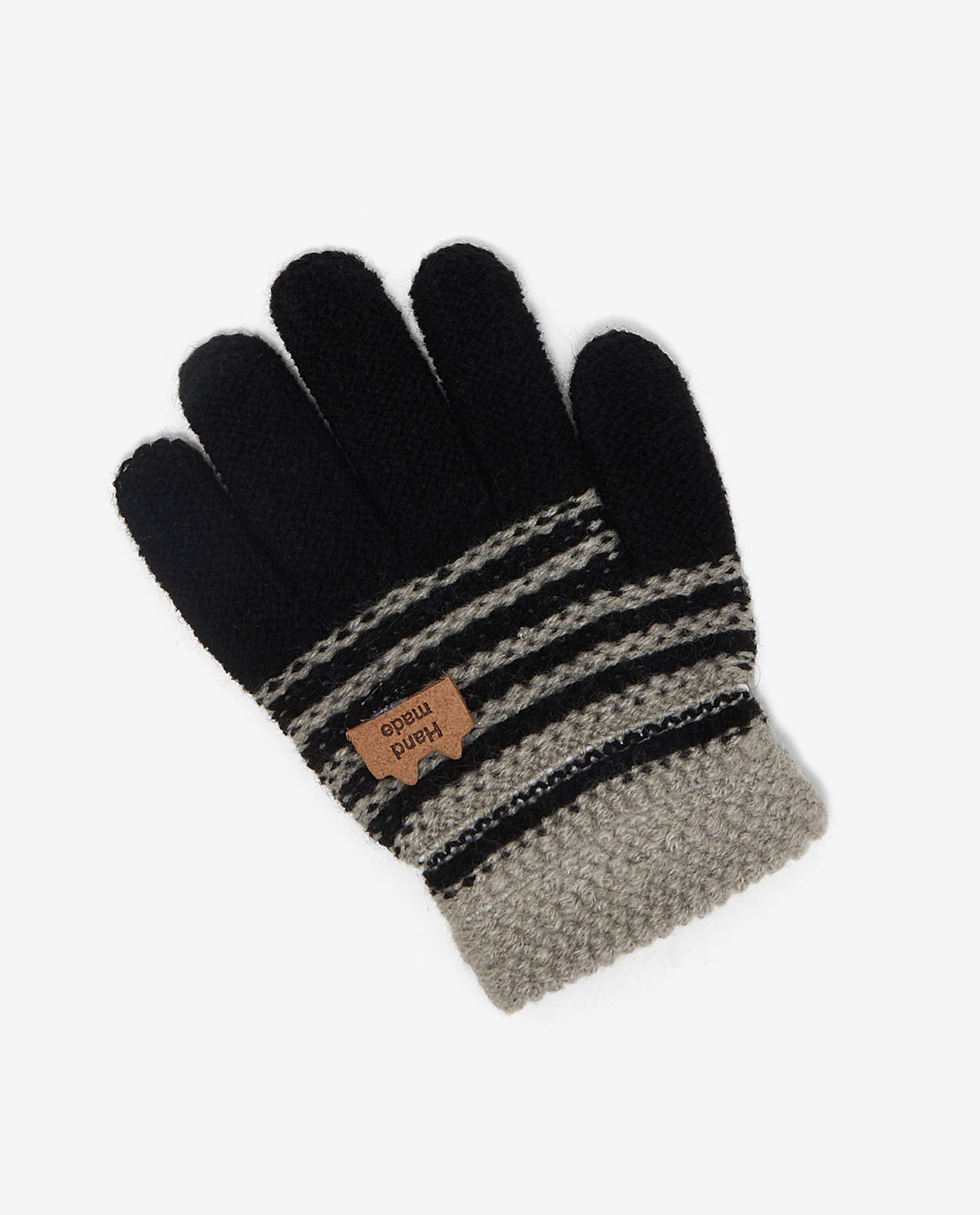 Striped Knitted Solid Gloves