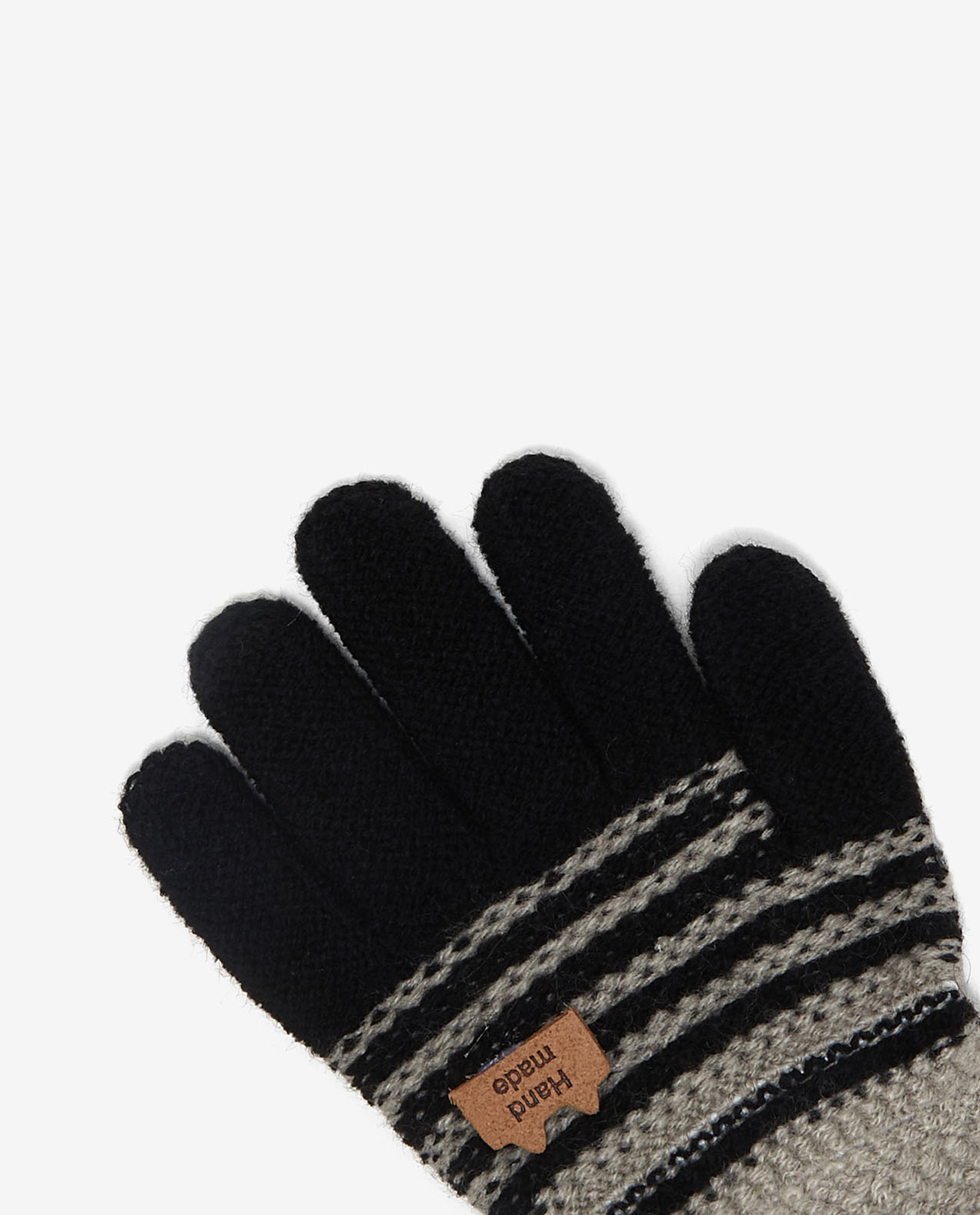 Striped Knitted Solid Gloves