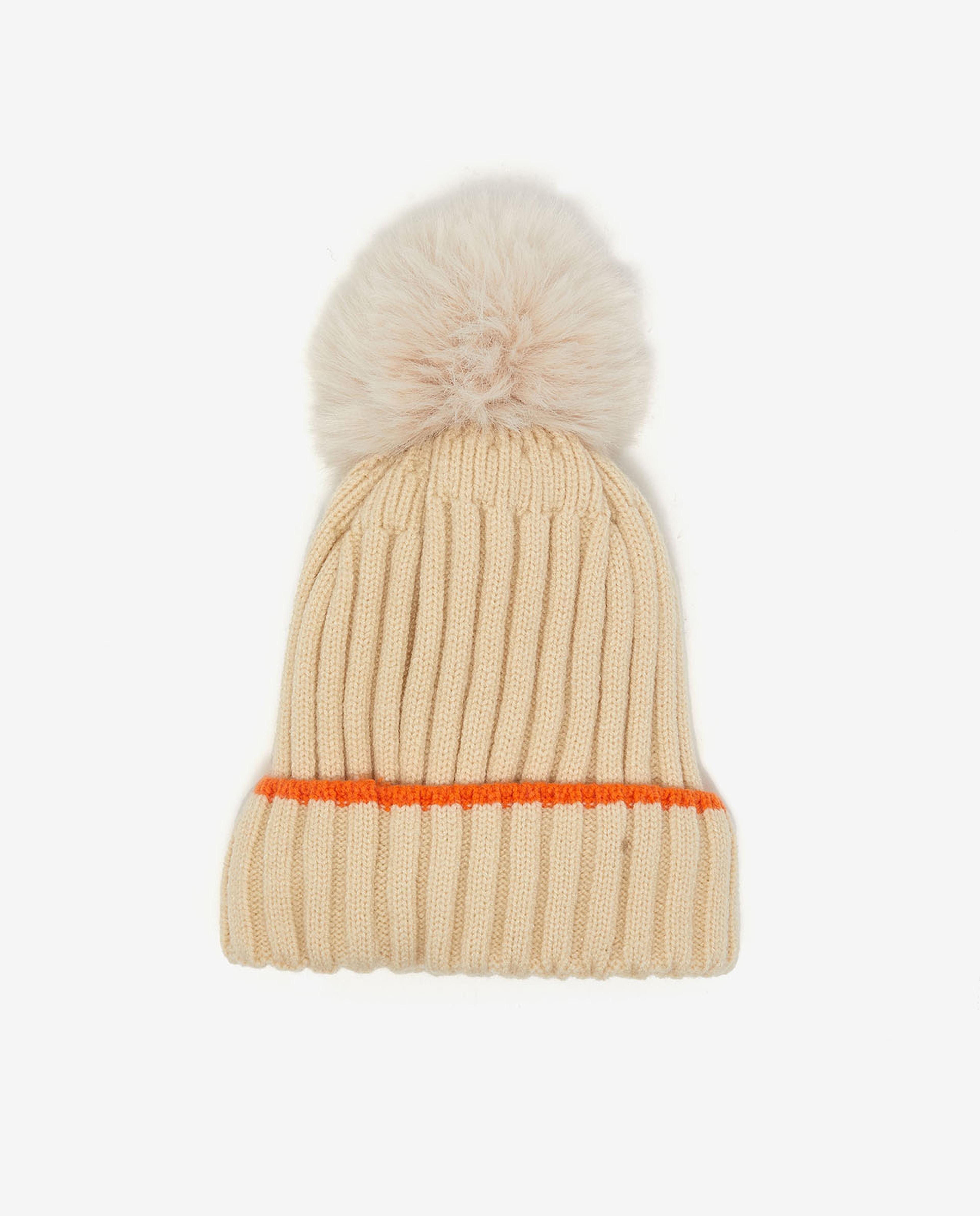 Contrast Detailed Knitted Pom-Pom Beanie Cap