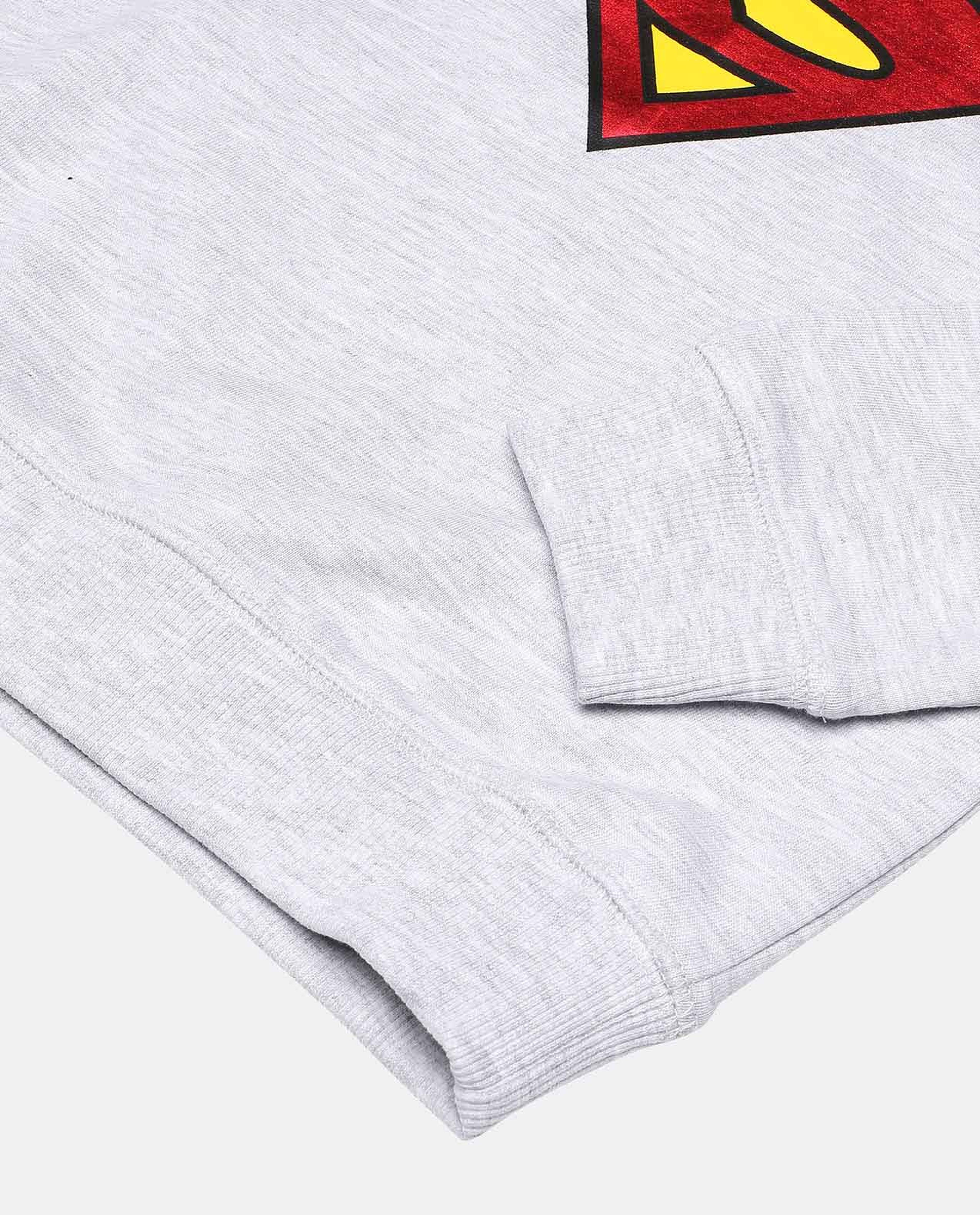 Superman Printed Sweatshirt with Round Neck and Long Sleeves