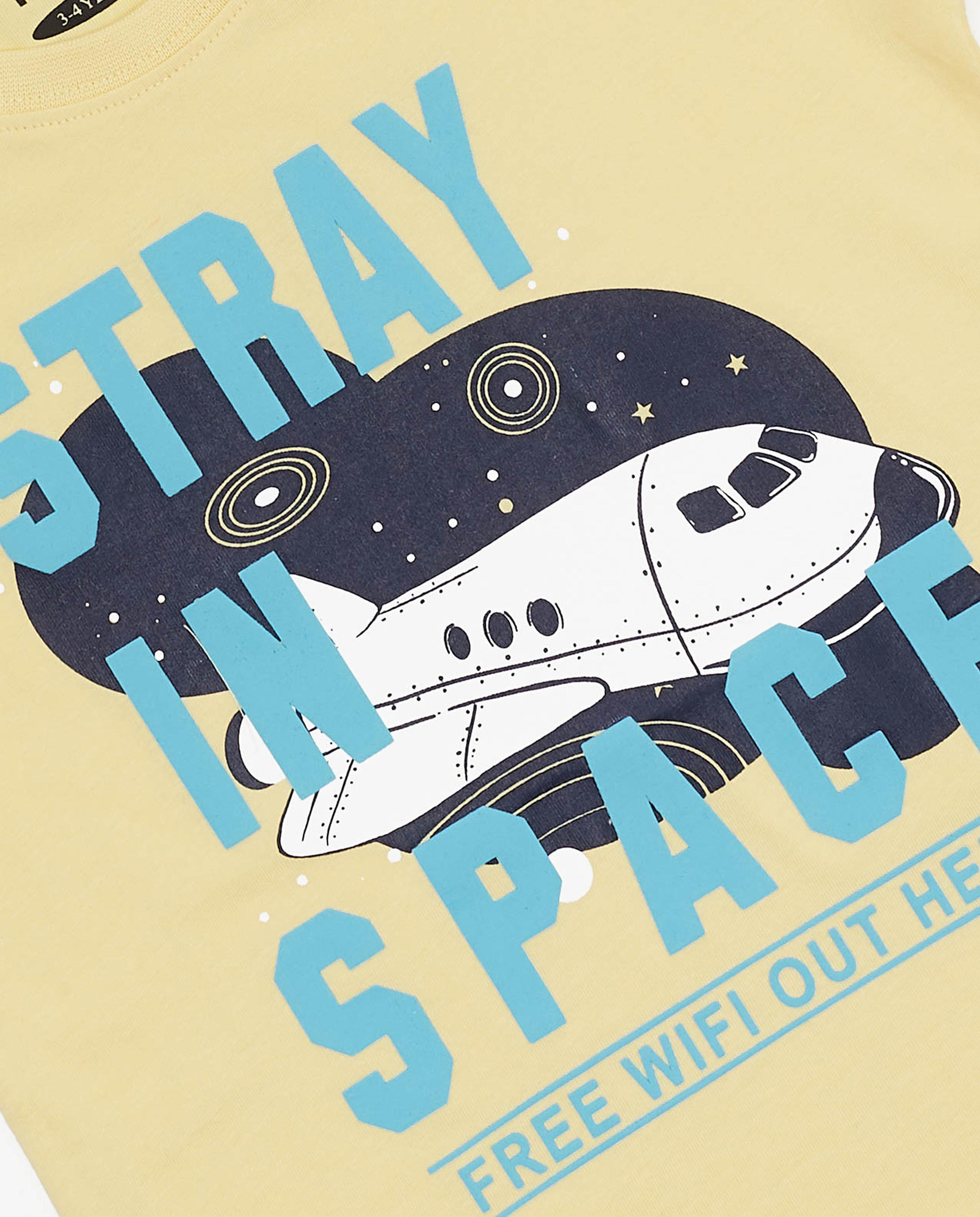 Typography Printed T-Shirt with Crew Neck and Short Sleeves