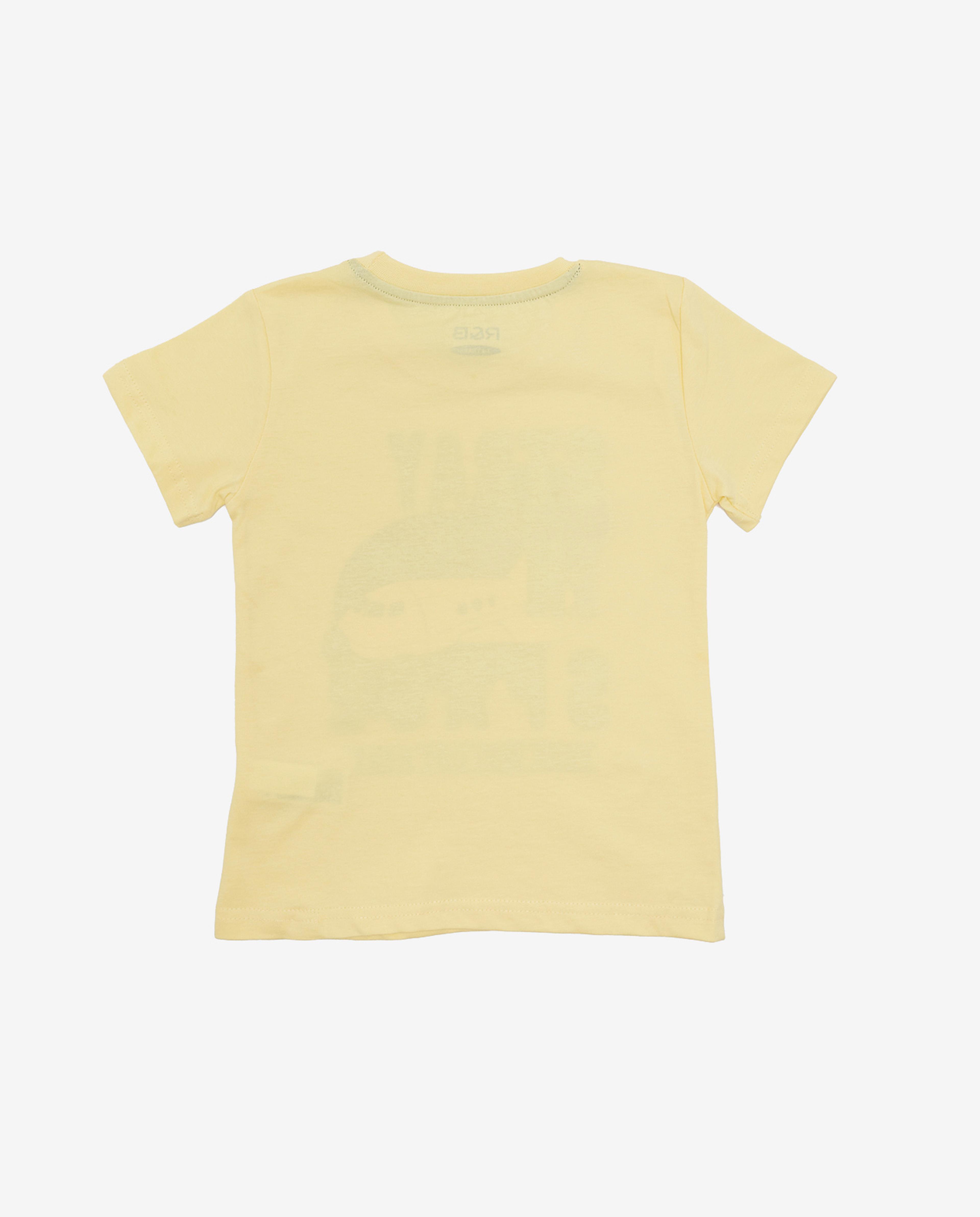 Typography Printed T-Shirt with Crew Neck and Short Sleeves