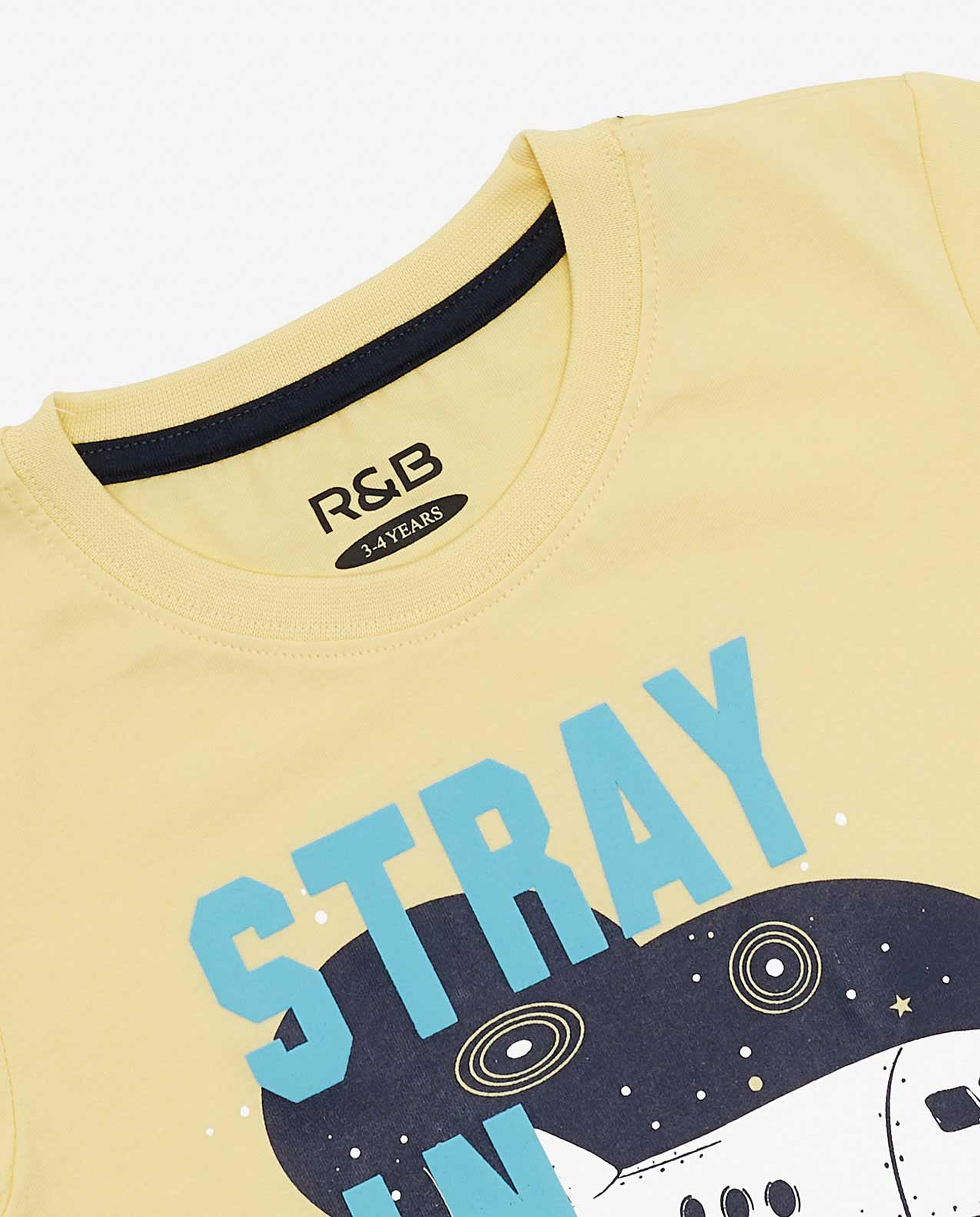 Typography Printed T-Shirt with Crew Neck and Short Sleeves
