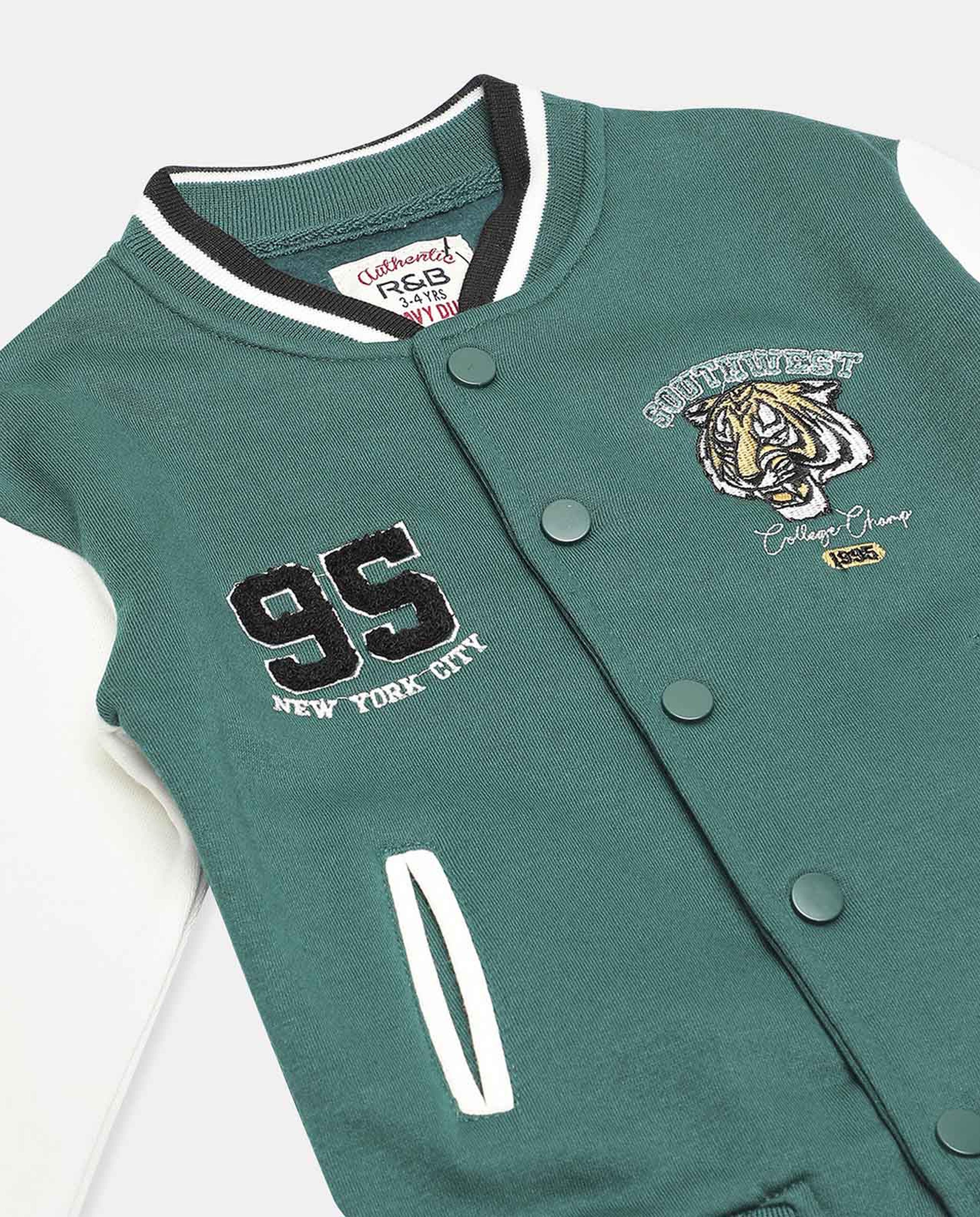 Shop Embroidered Baseball Jacket with Button Closure Online R B UAE