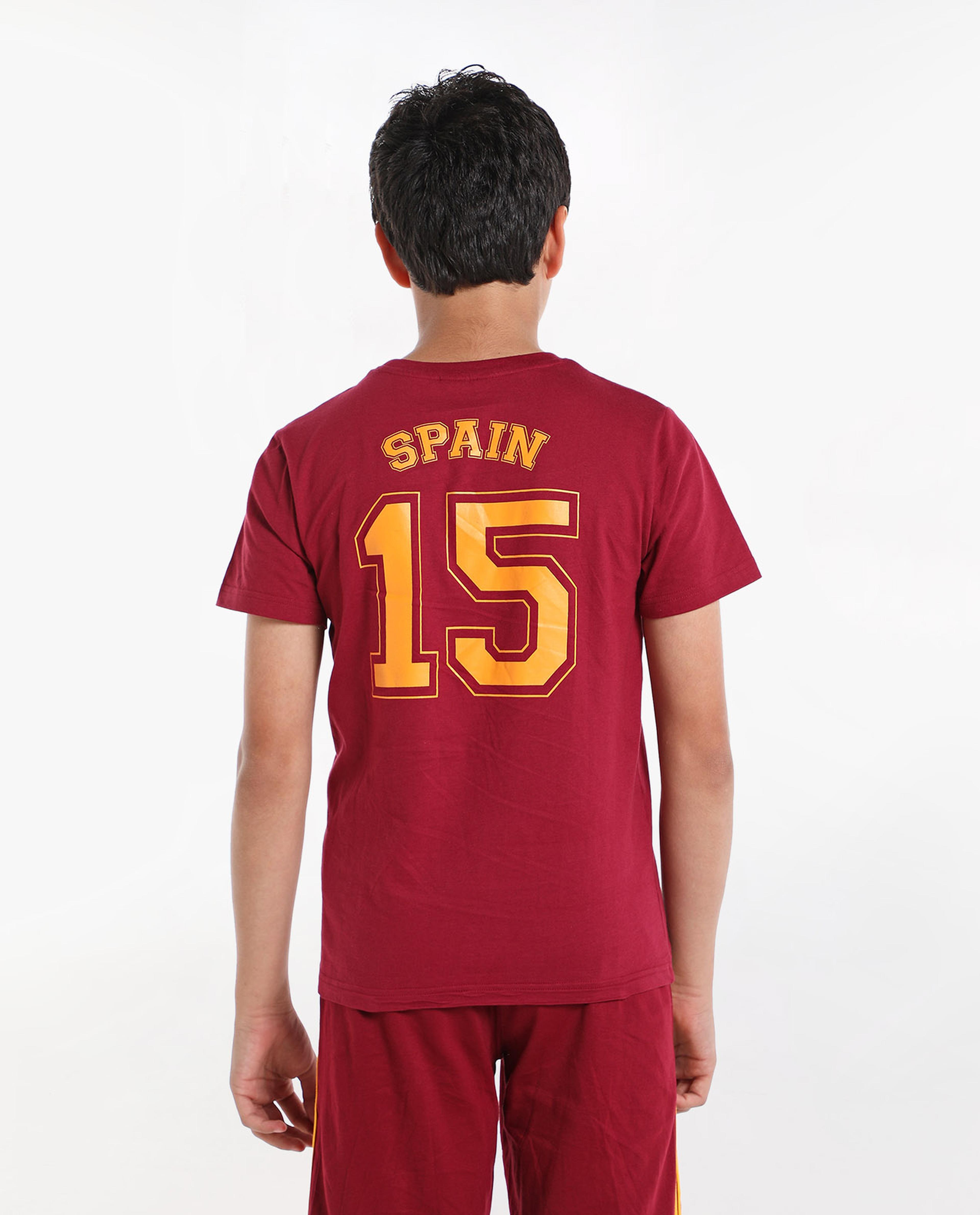 Typography Printed T-Shirt with Crew Neck and Short Sleeves