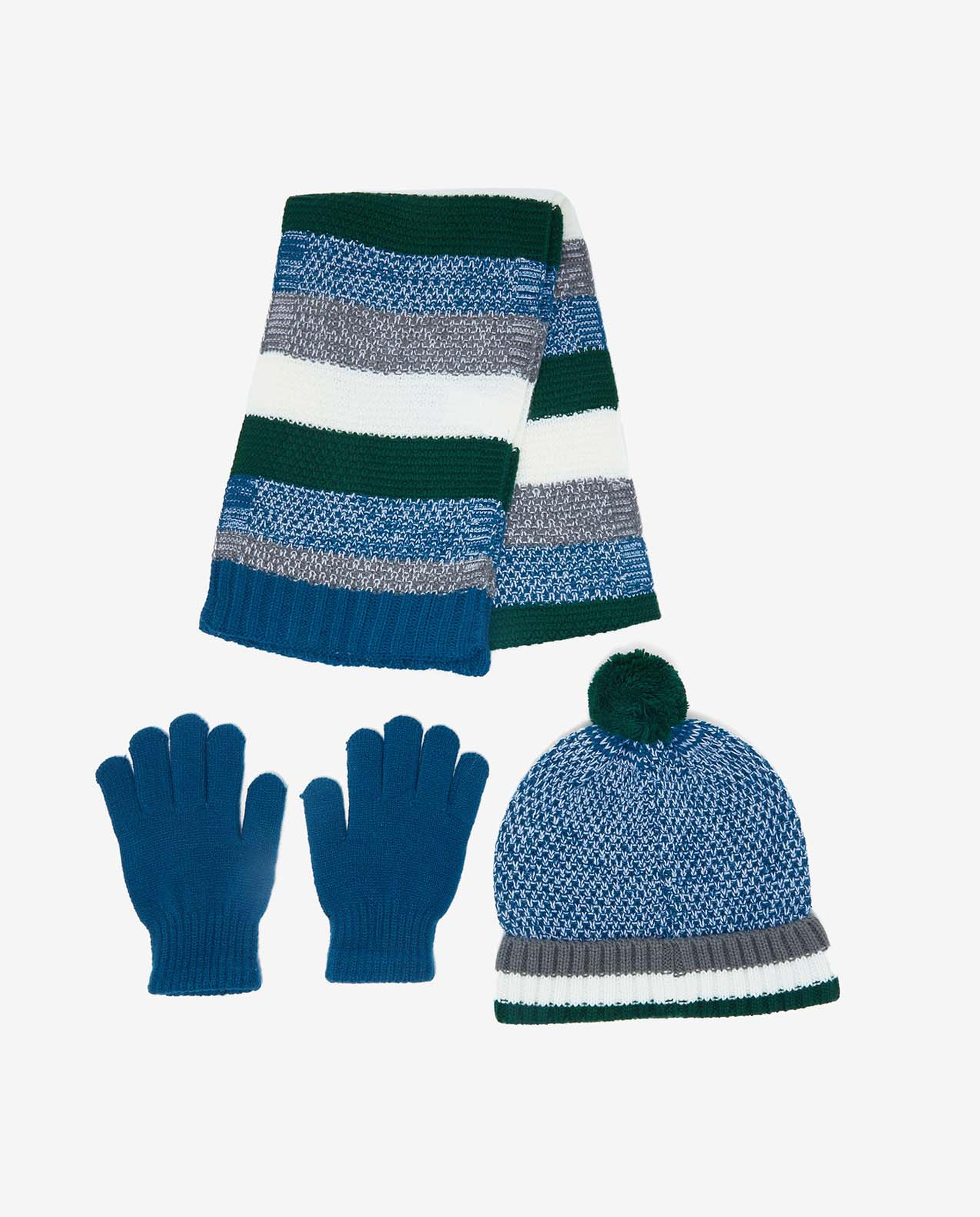 Color Block Set of Scarf, Cap and Gloves Set