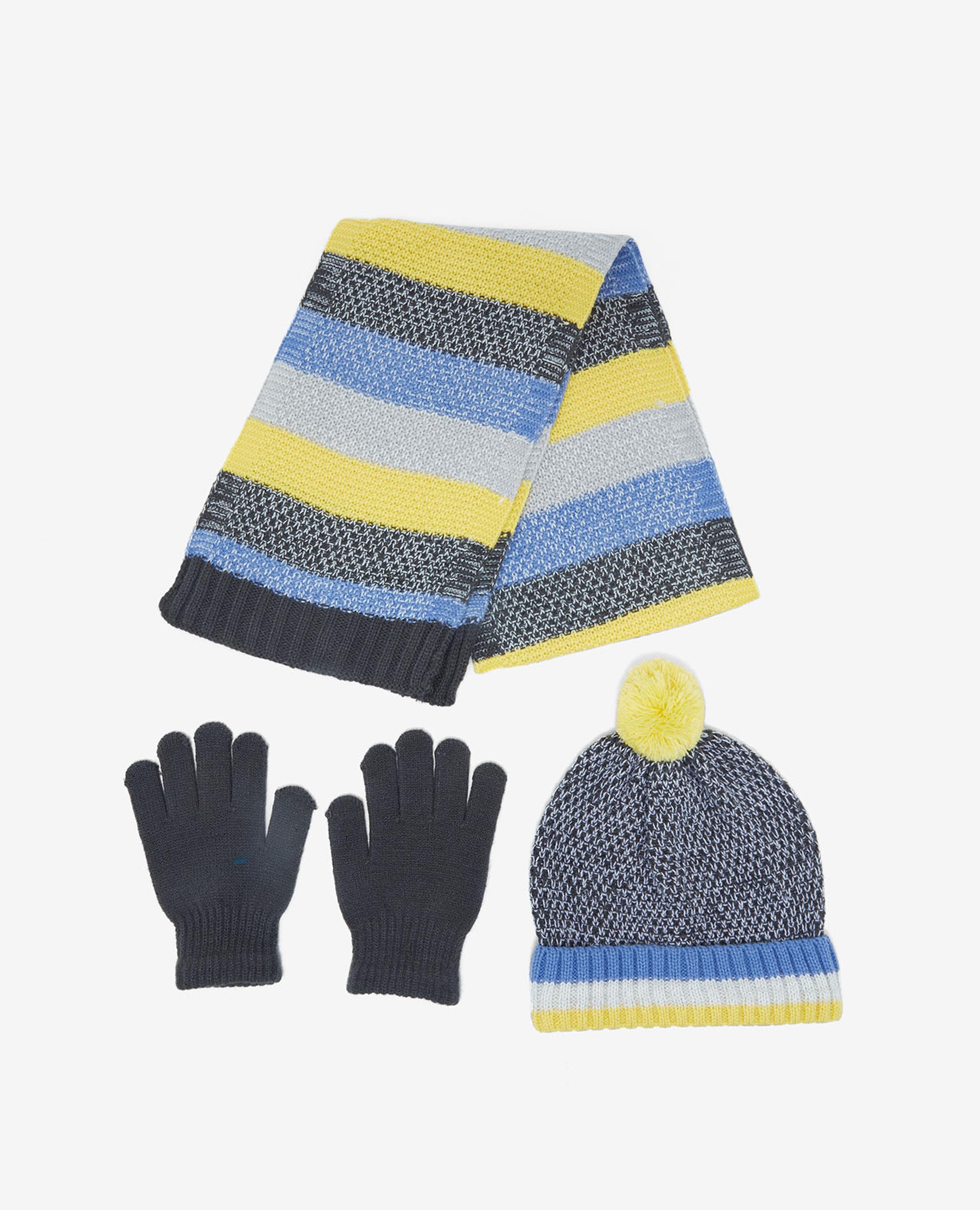 Color Block Set of Scarf, Cap and Gloves Set