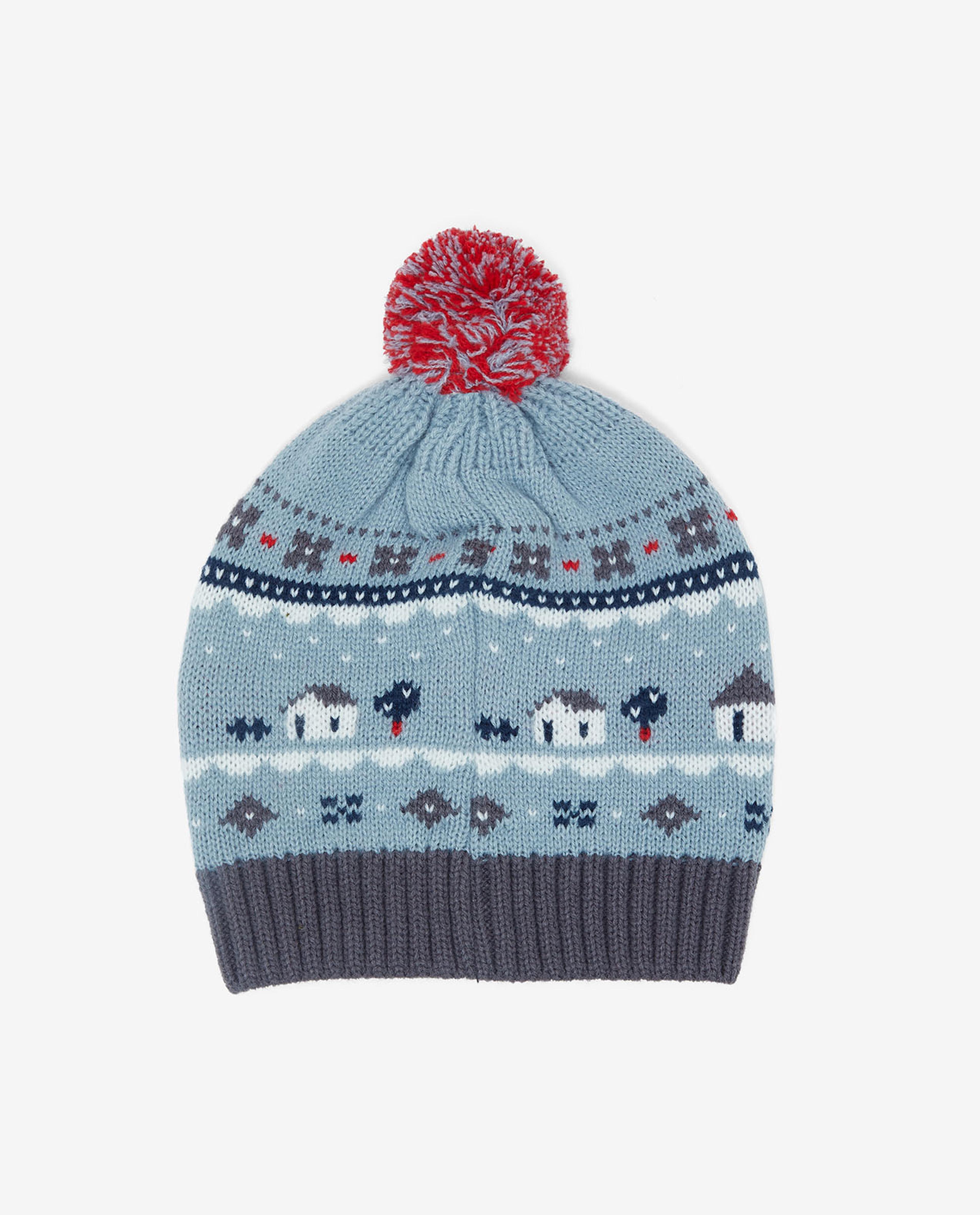 Patterned Set of Scarf, Cap and Gloves Set