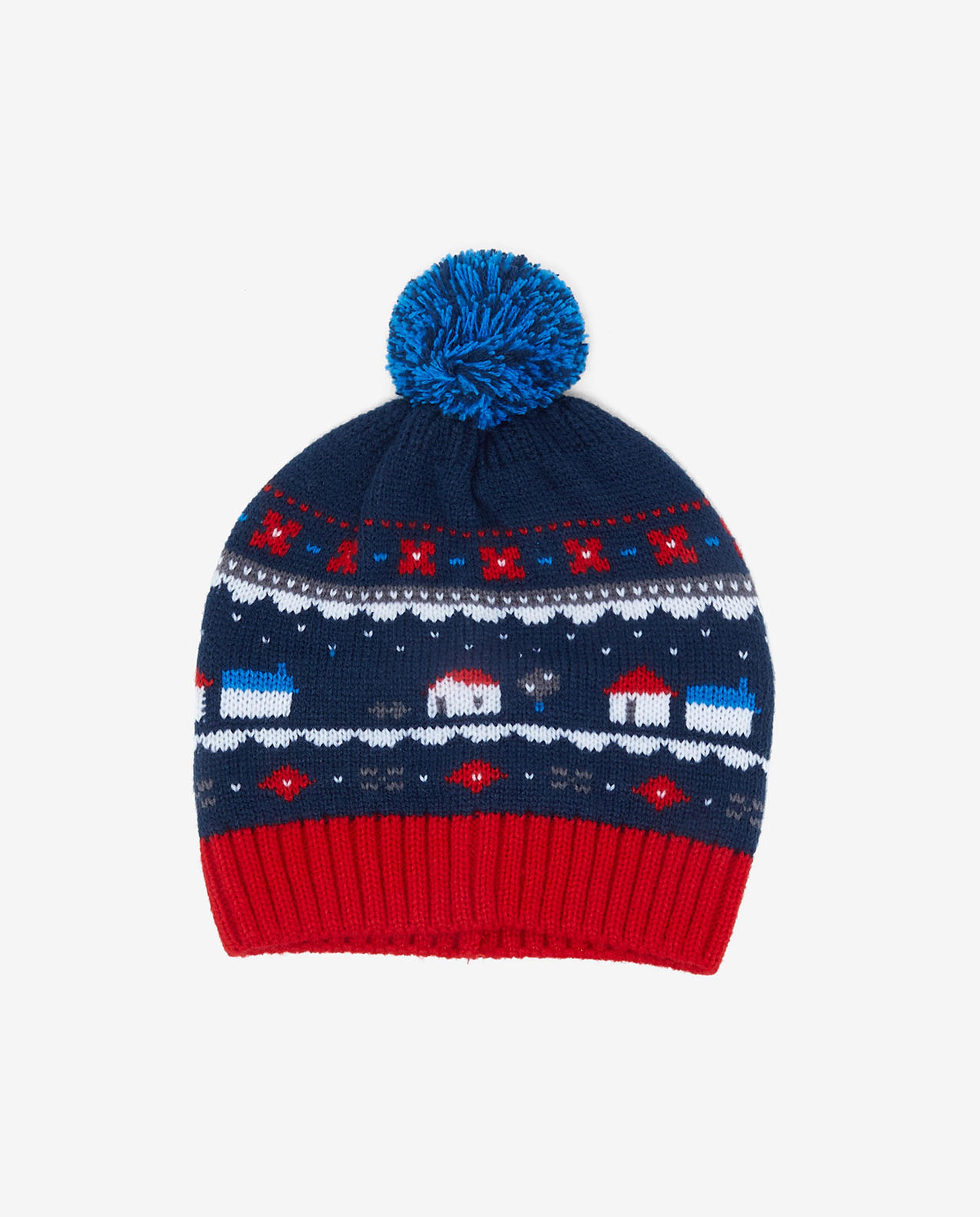 Patterned Set of Scarf, Cap and Gloves Set
