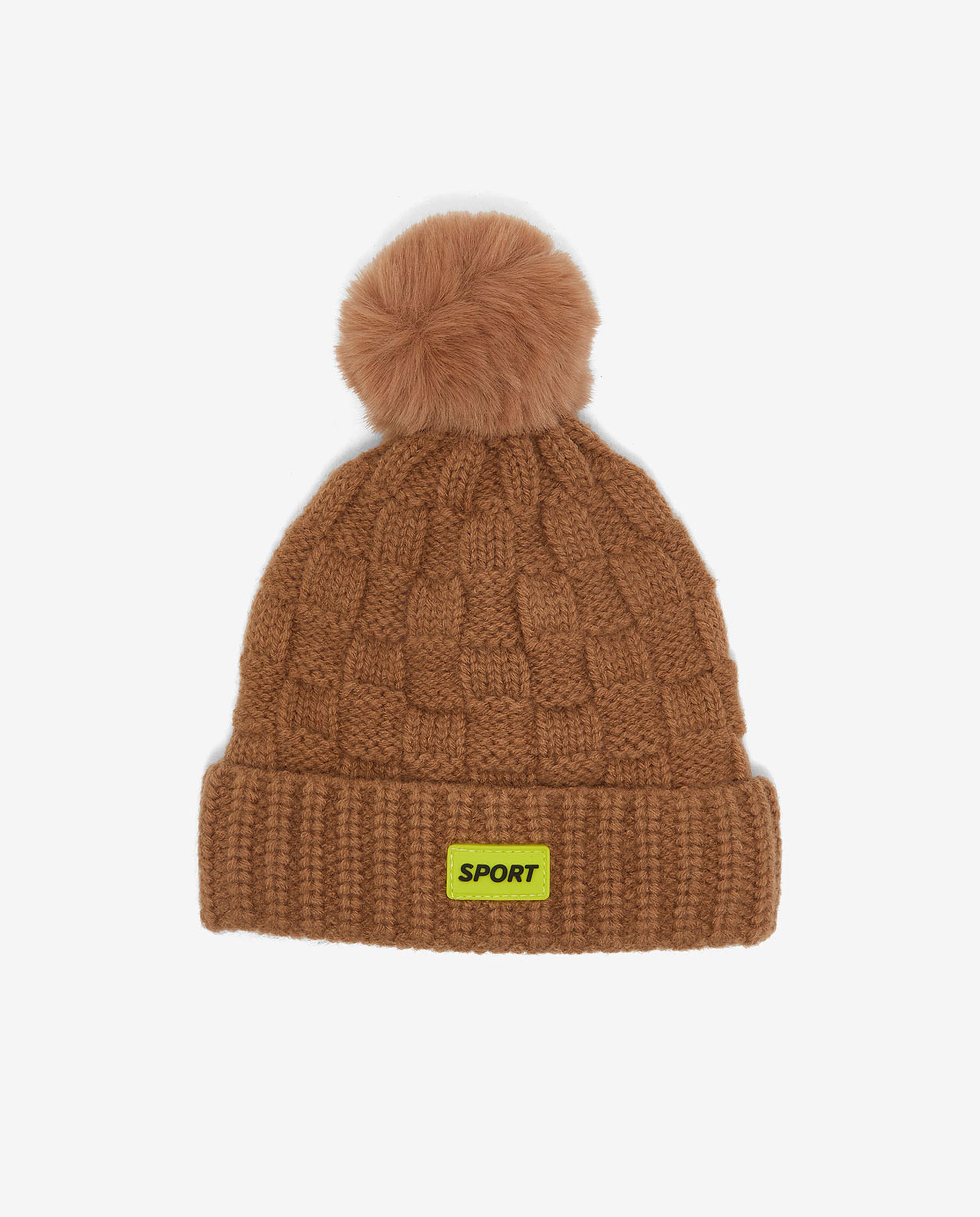 Solid Knitted Pom-Pom Beanie Cap