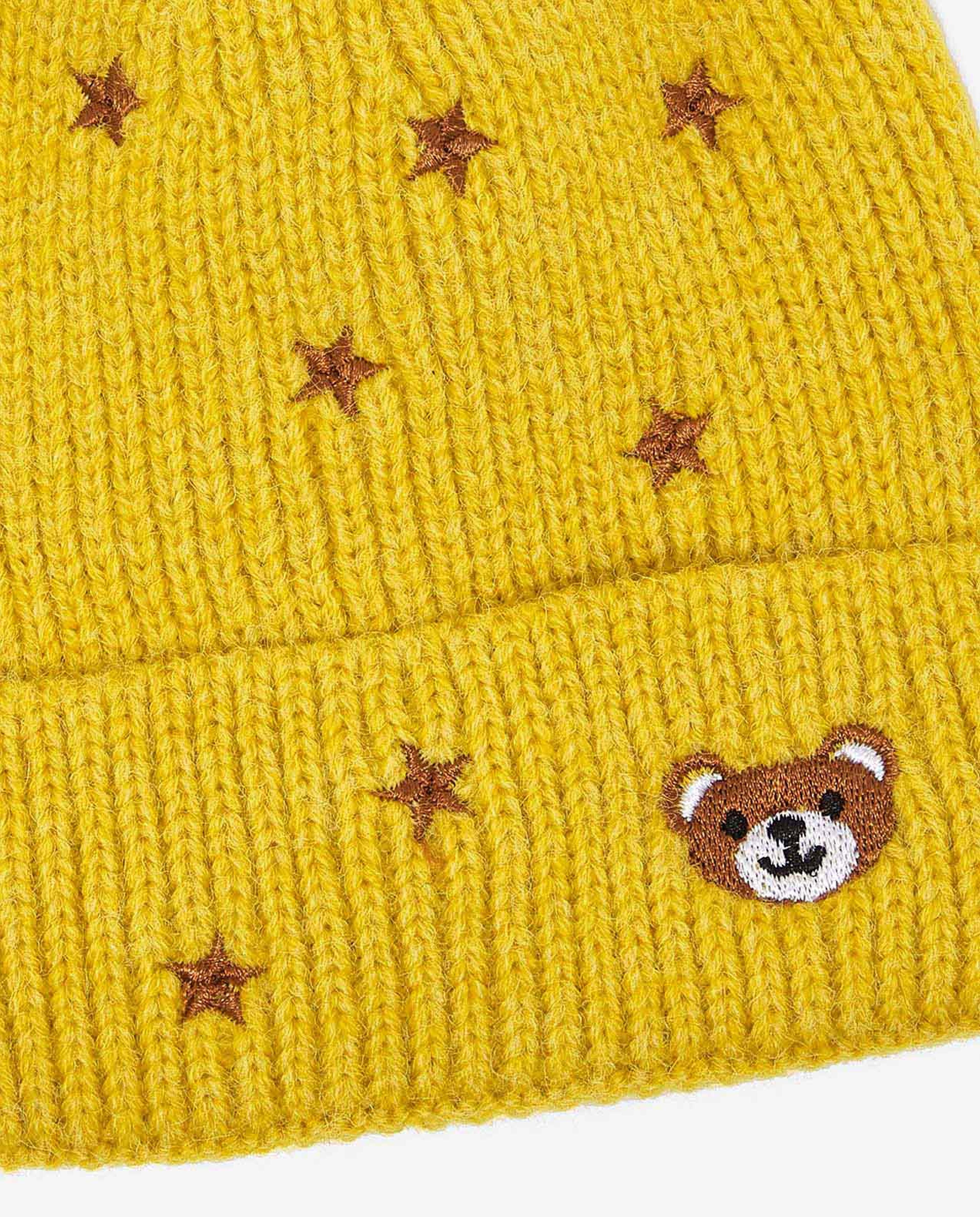 Embroidered Knitted Pom-Pom Beanie Cap