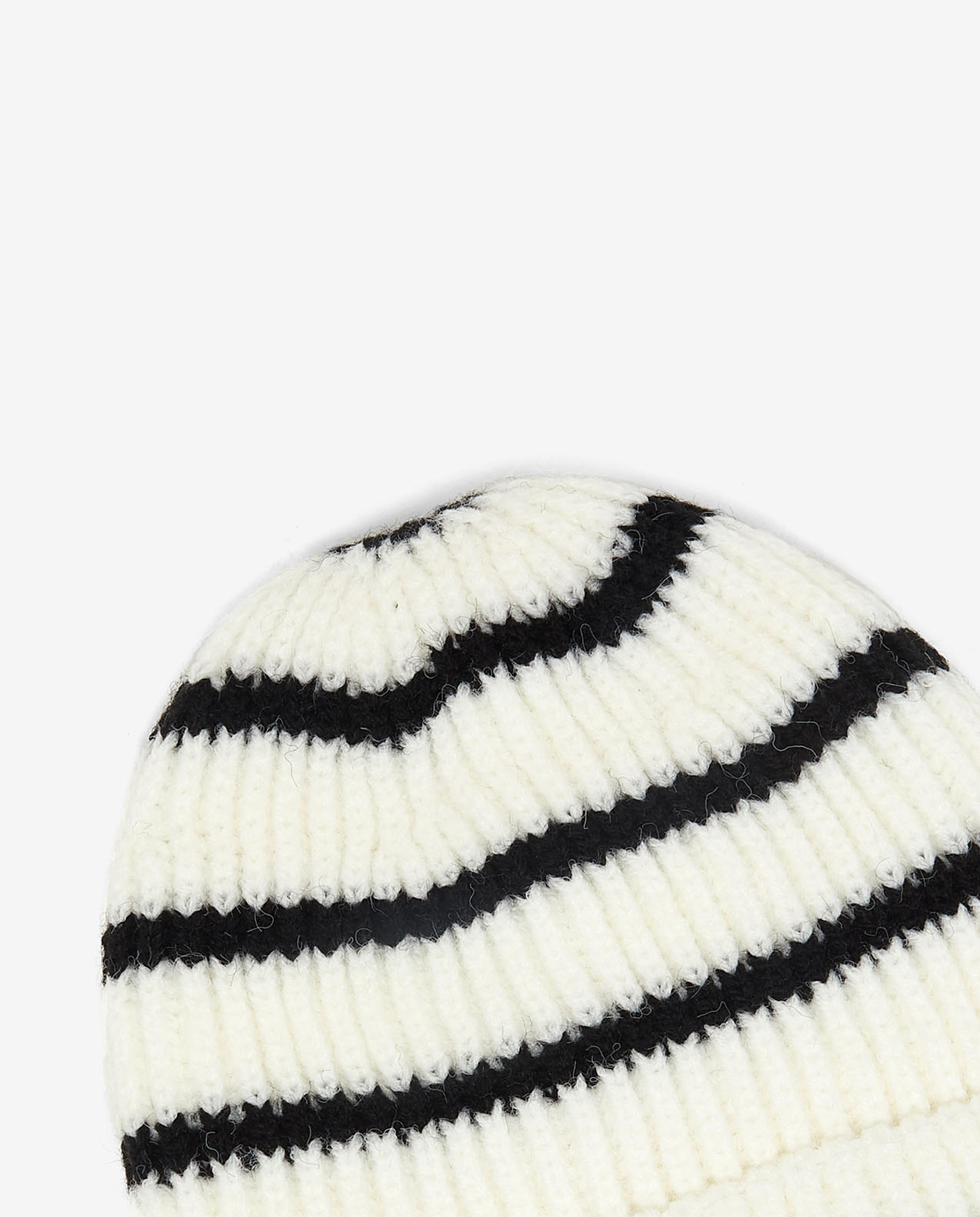 Striped Knitted Pom-Pom Beanie Cap