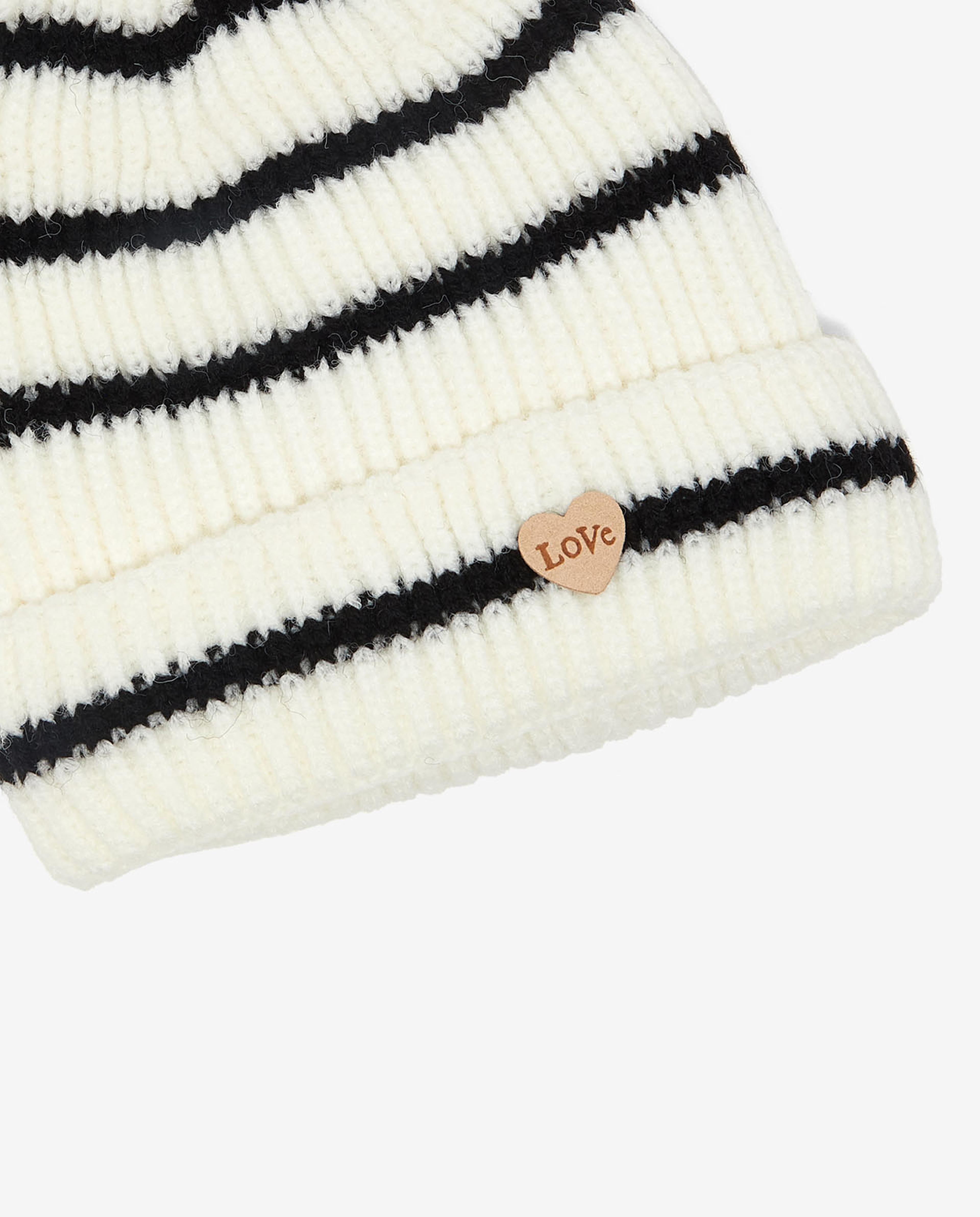 Striped Knitted Pom-Pom Beanie Cap