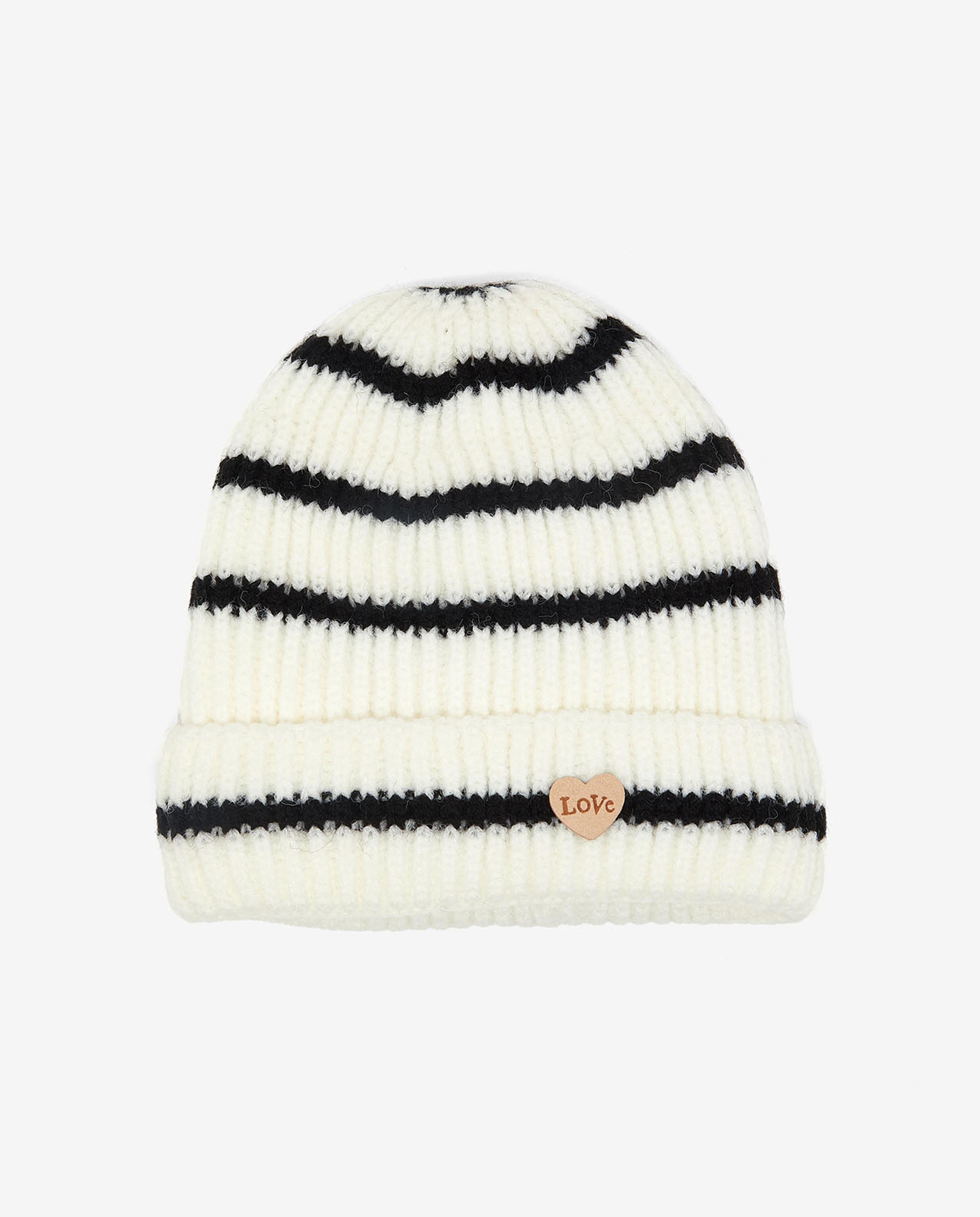 Striped Knitted Pom-Pom Beanie Cap