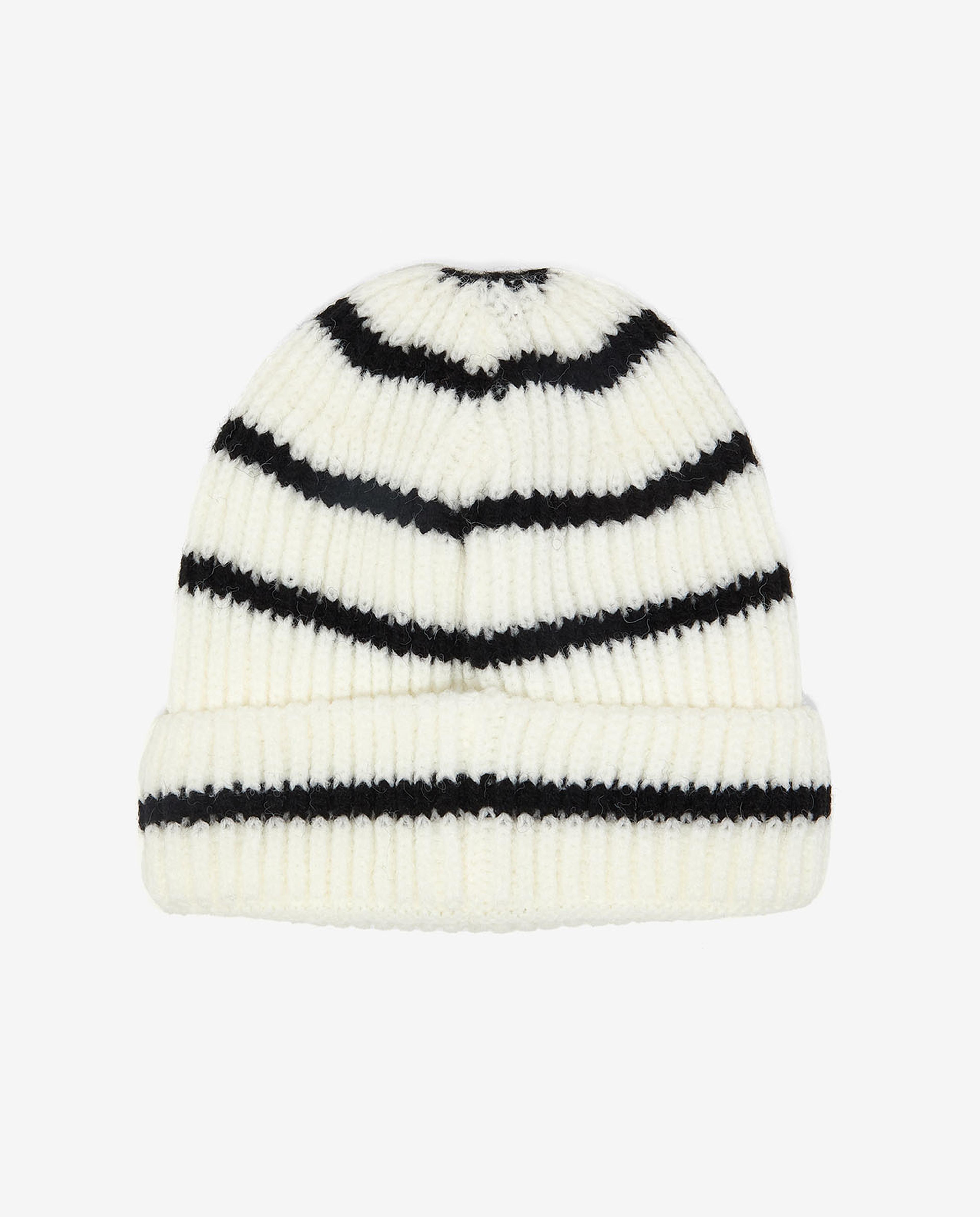 Striped Knitted Pom-Pom Beanie Cap