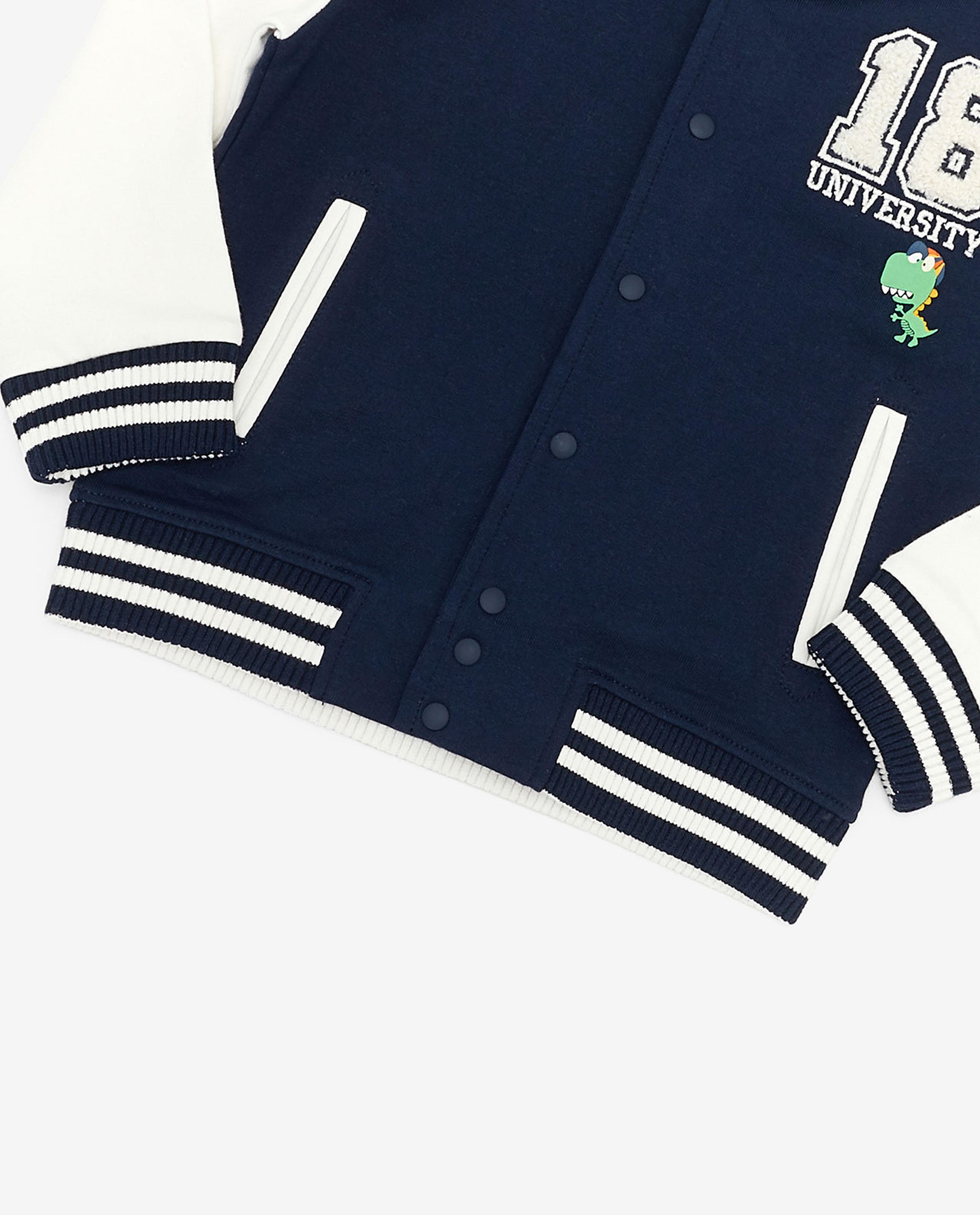Color Block Embroidered Varsity Jacket
