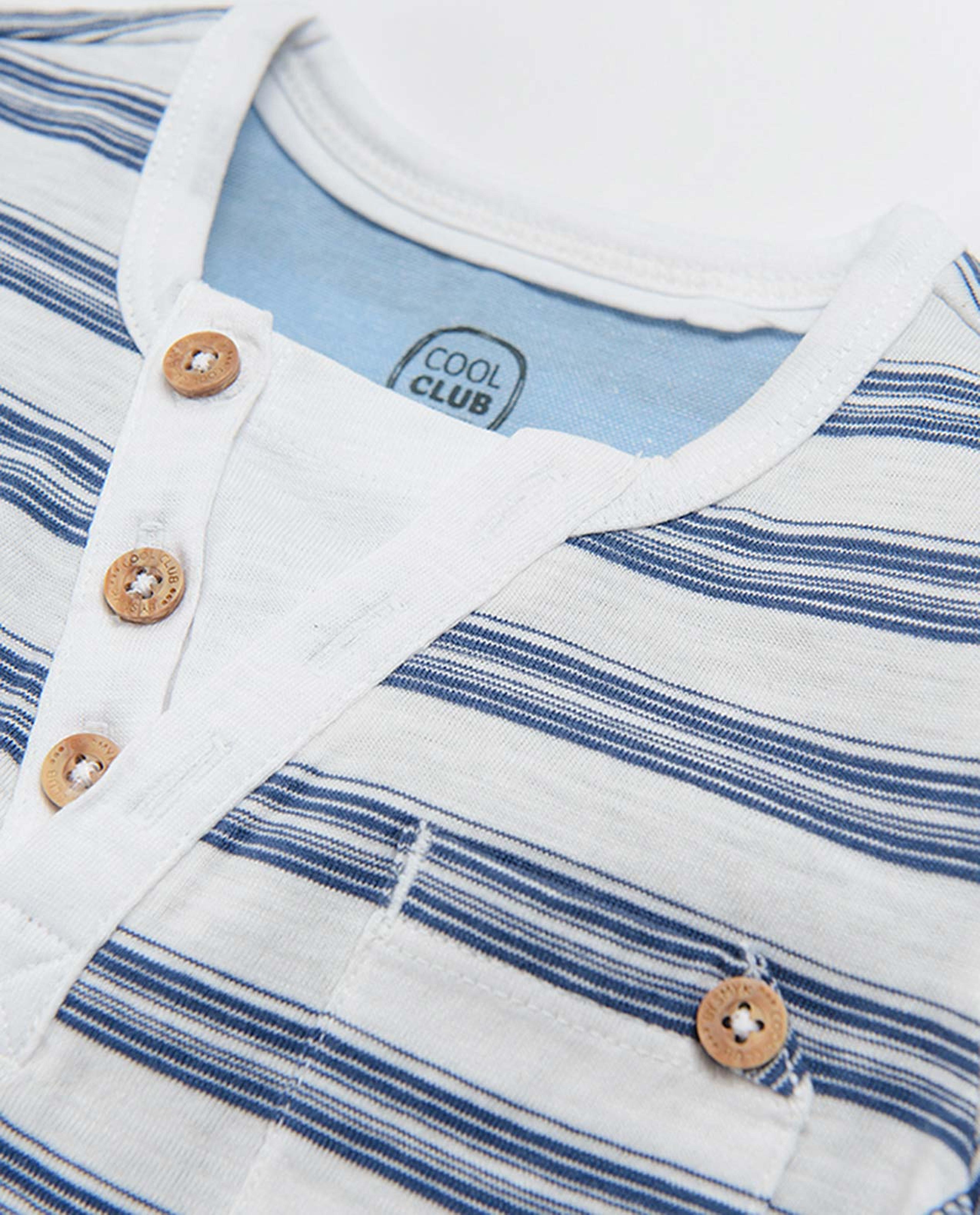 Baby Boy's Bodysuit Round Neck Short Sleeve & Stripes