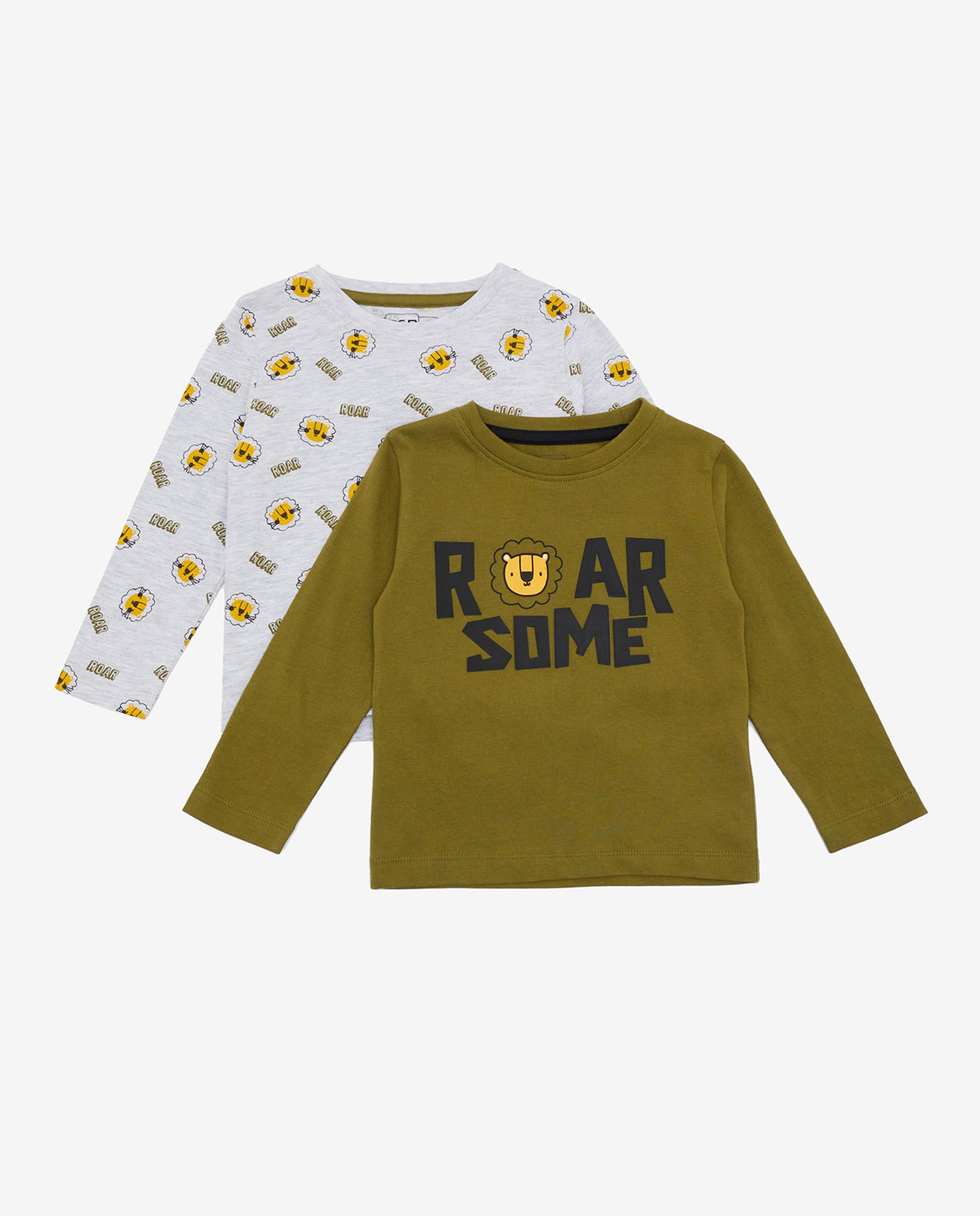 Pack of 2 Printed T-Shirts with Long Sleeves