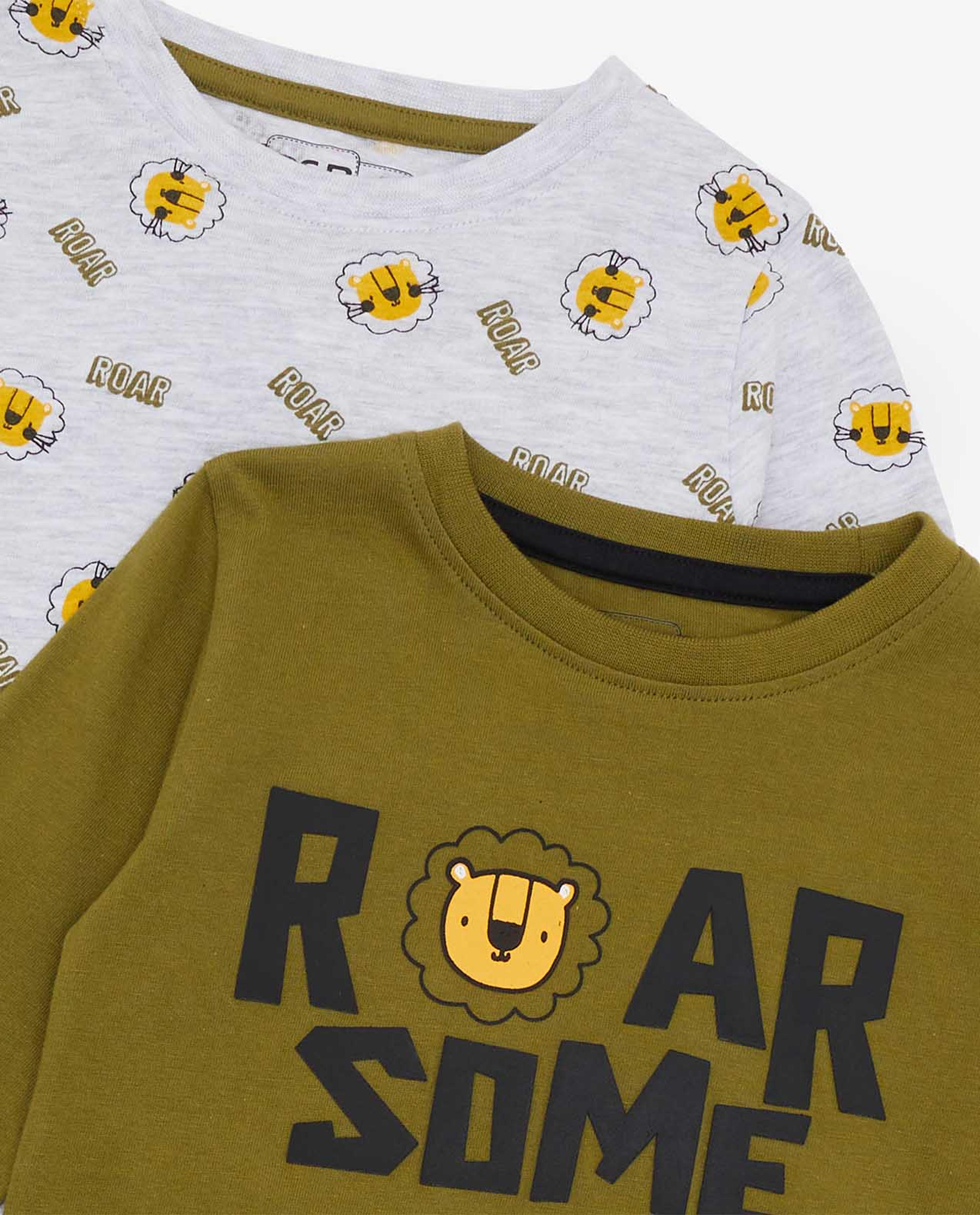 Pack of 2 Printed T-Shirts with Long Sleeves