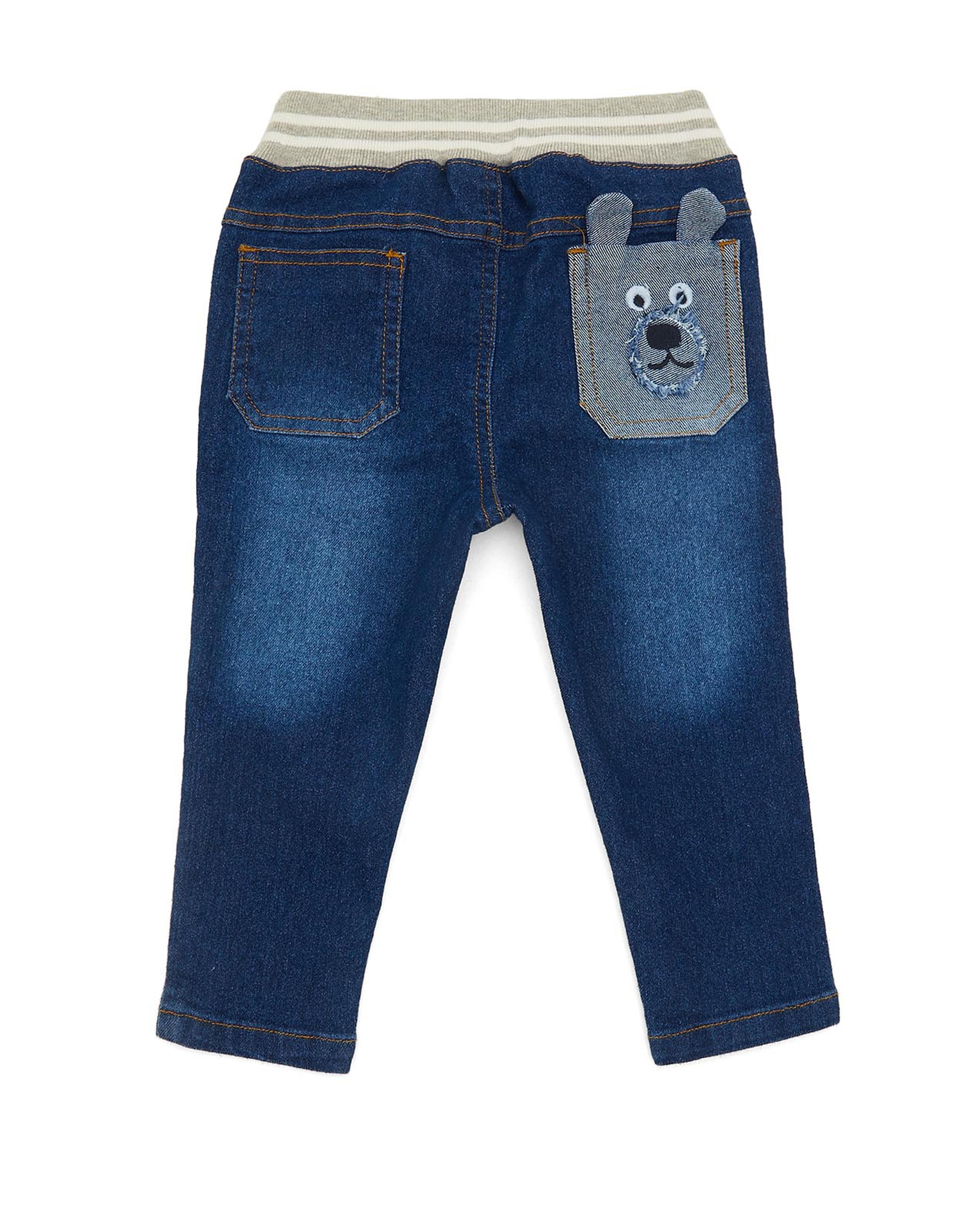 Applique Detailed Jeans with Button Closure