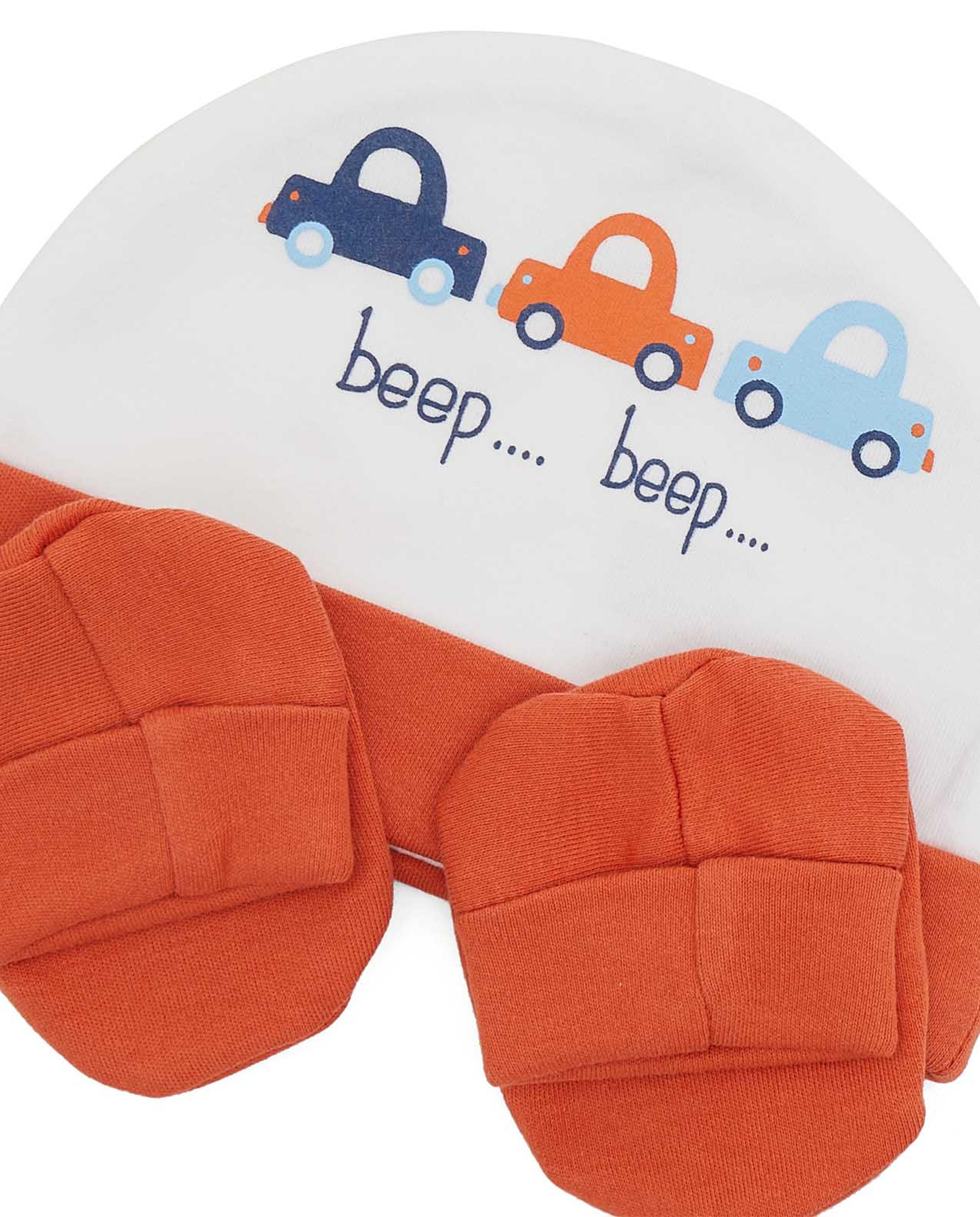 Printed Cap and Booties Set