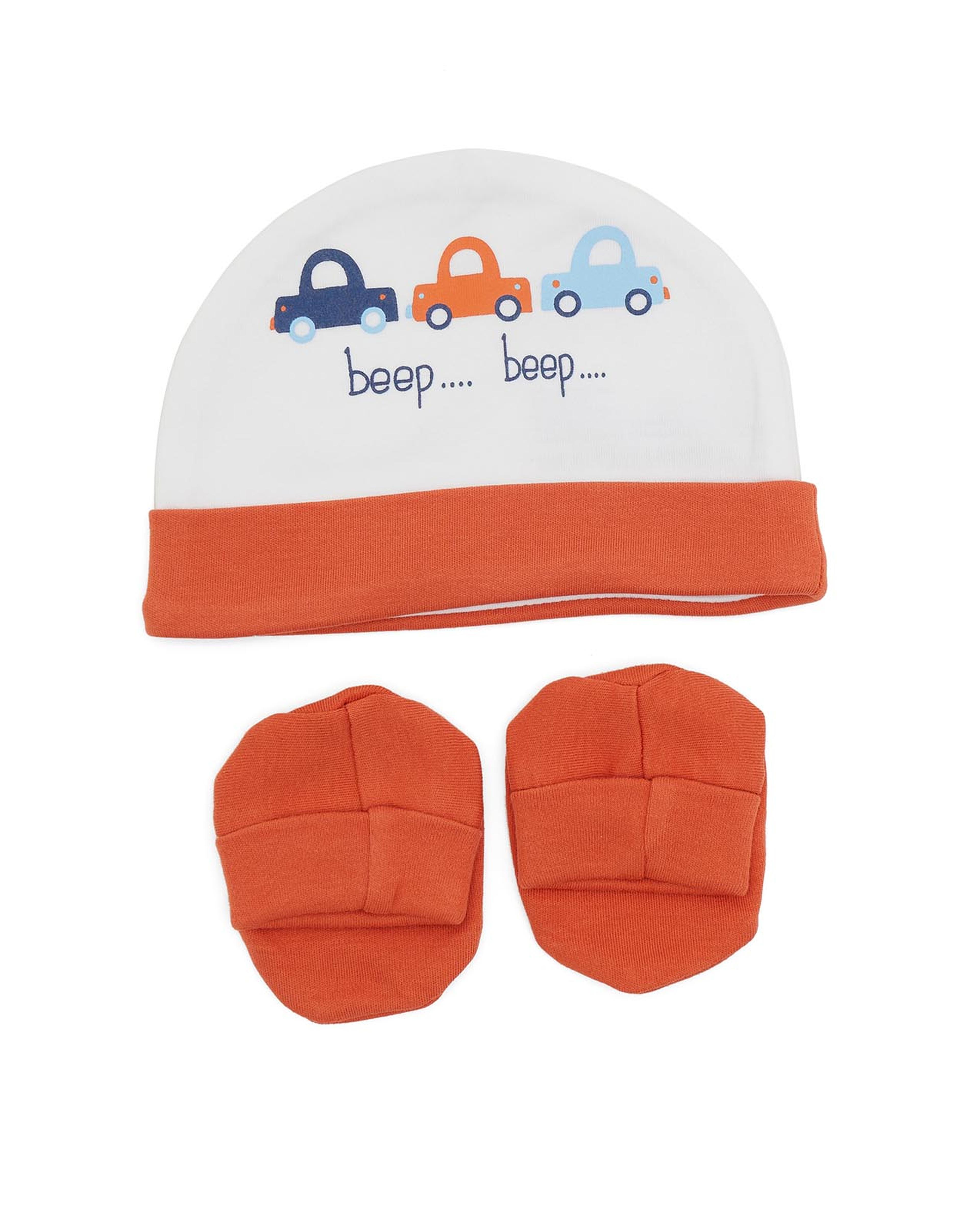 Printed Cap and Booties Set