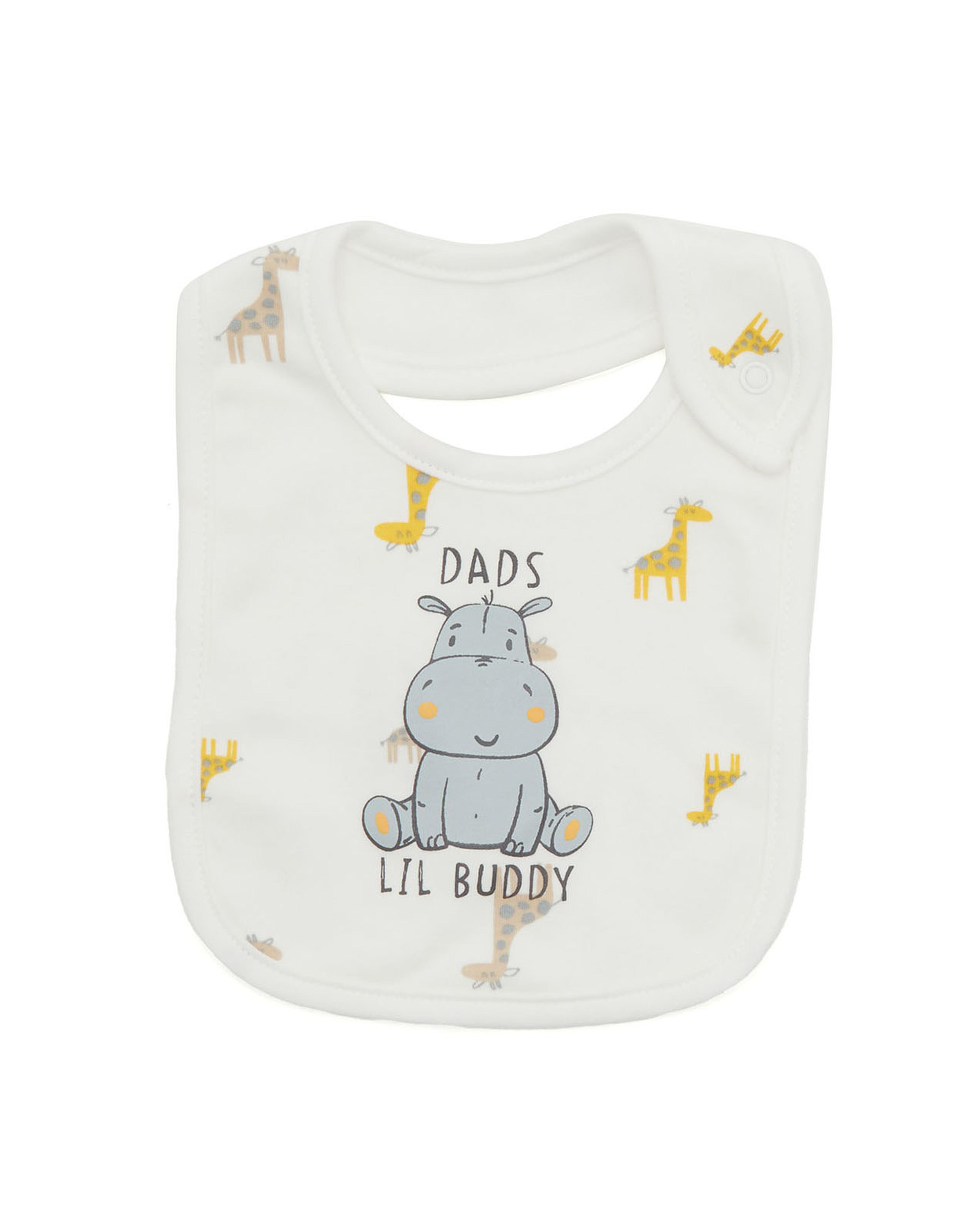 Printed Bib and Solid Booties Set