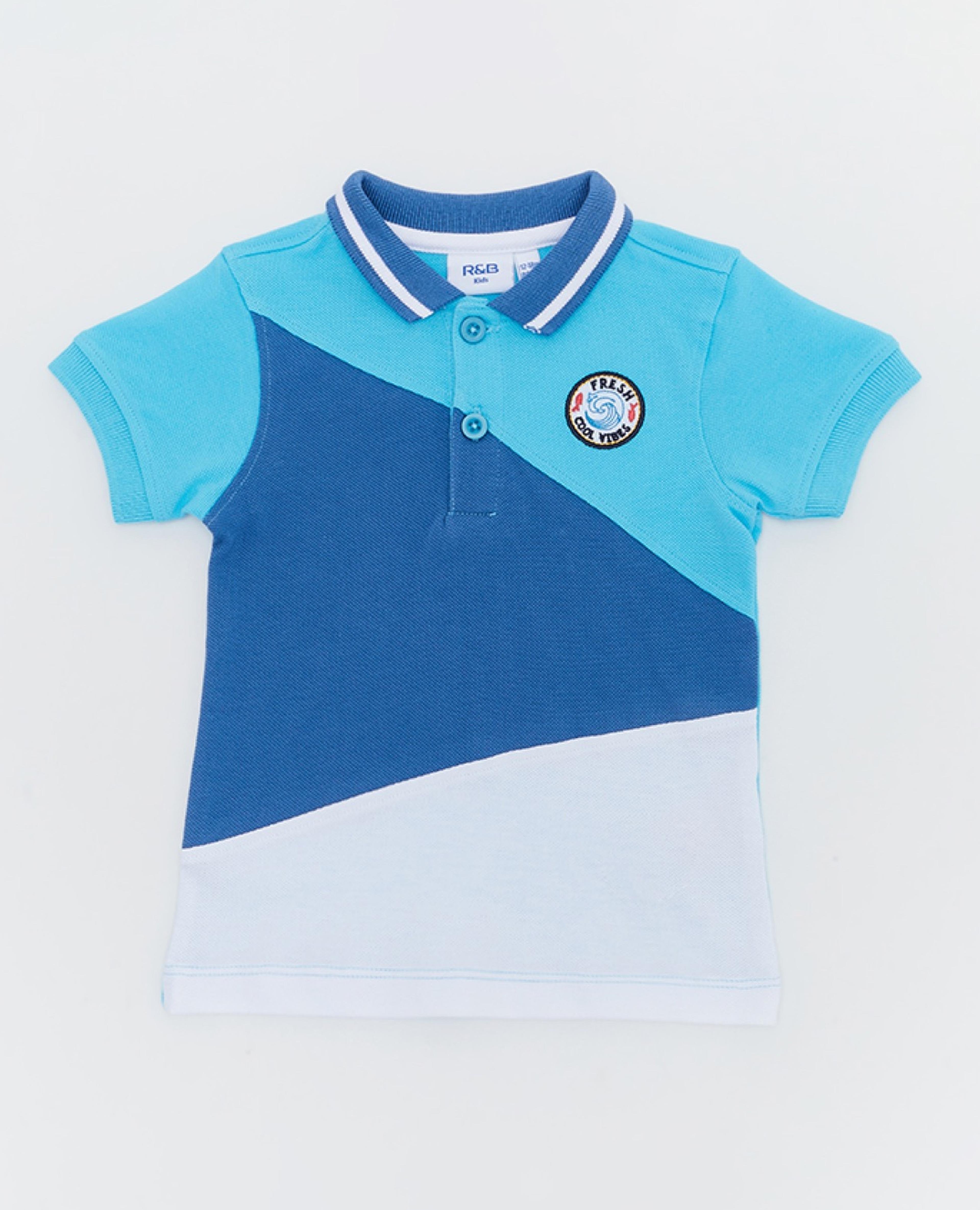 R&B Kids - Color Block Polo T-Shirt with Short Sleeves
