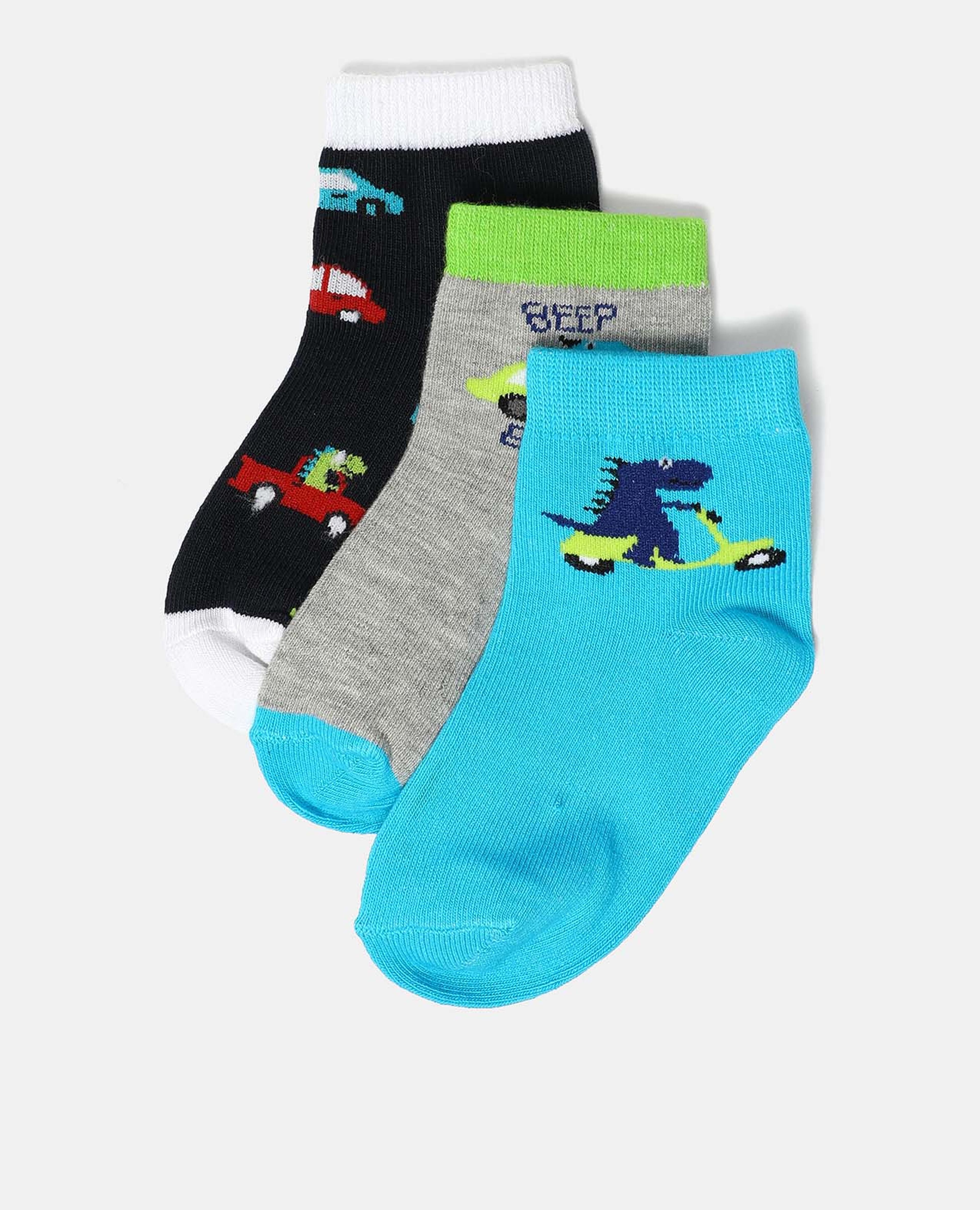 Set of 3 Printed Ankle-Length Socks