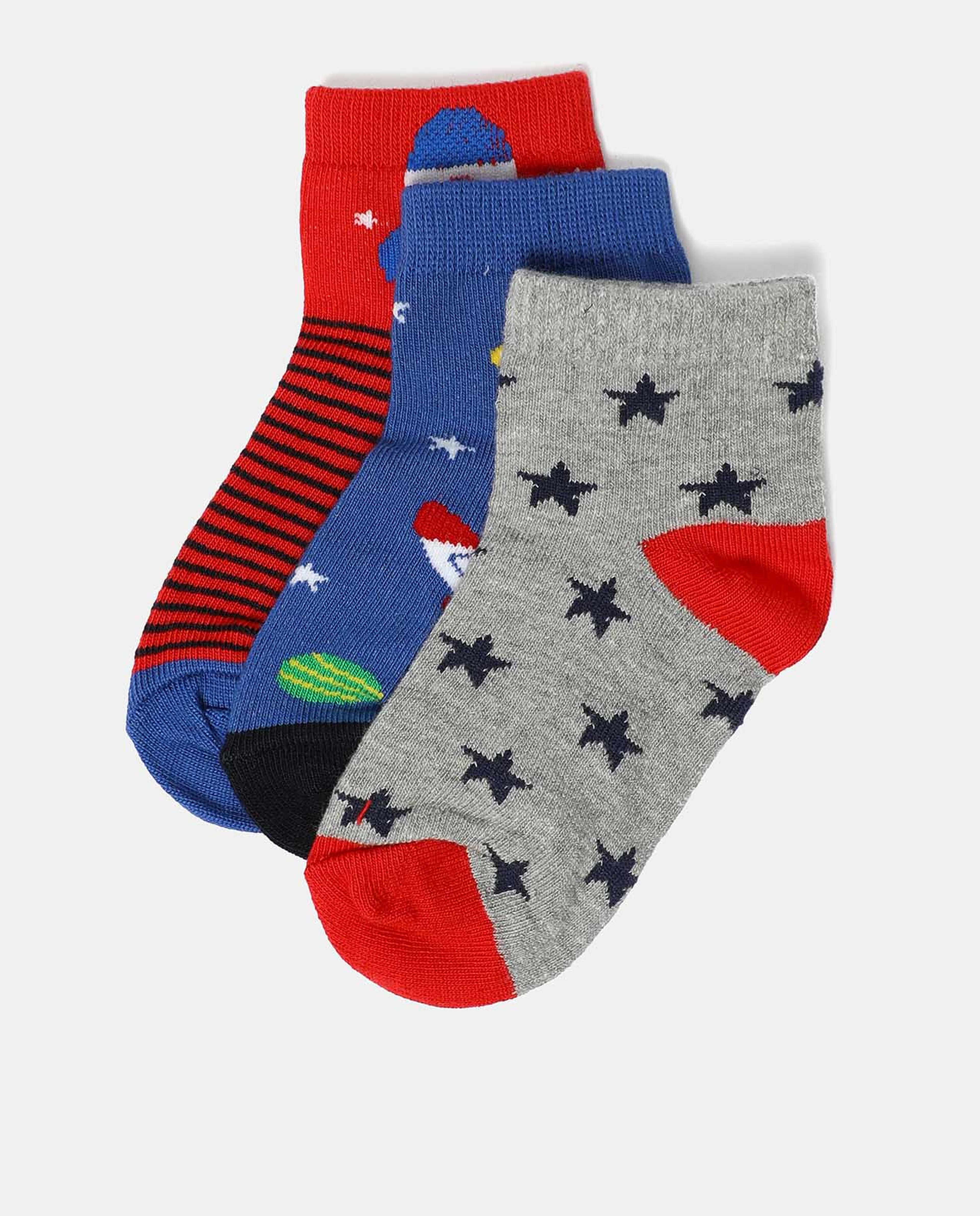 Set of 3 Printed Ankle-Length Socks