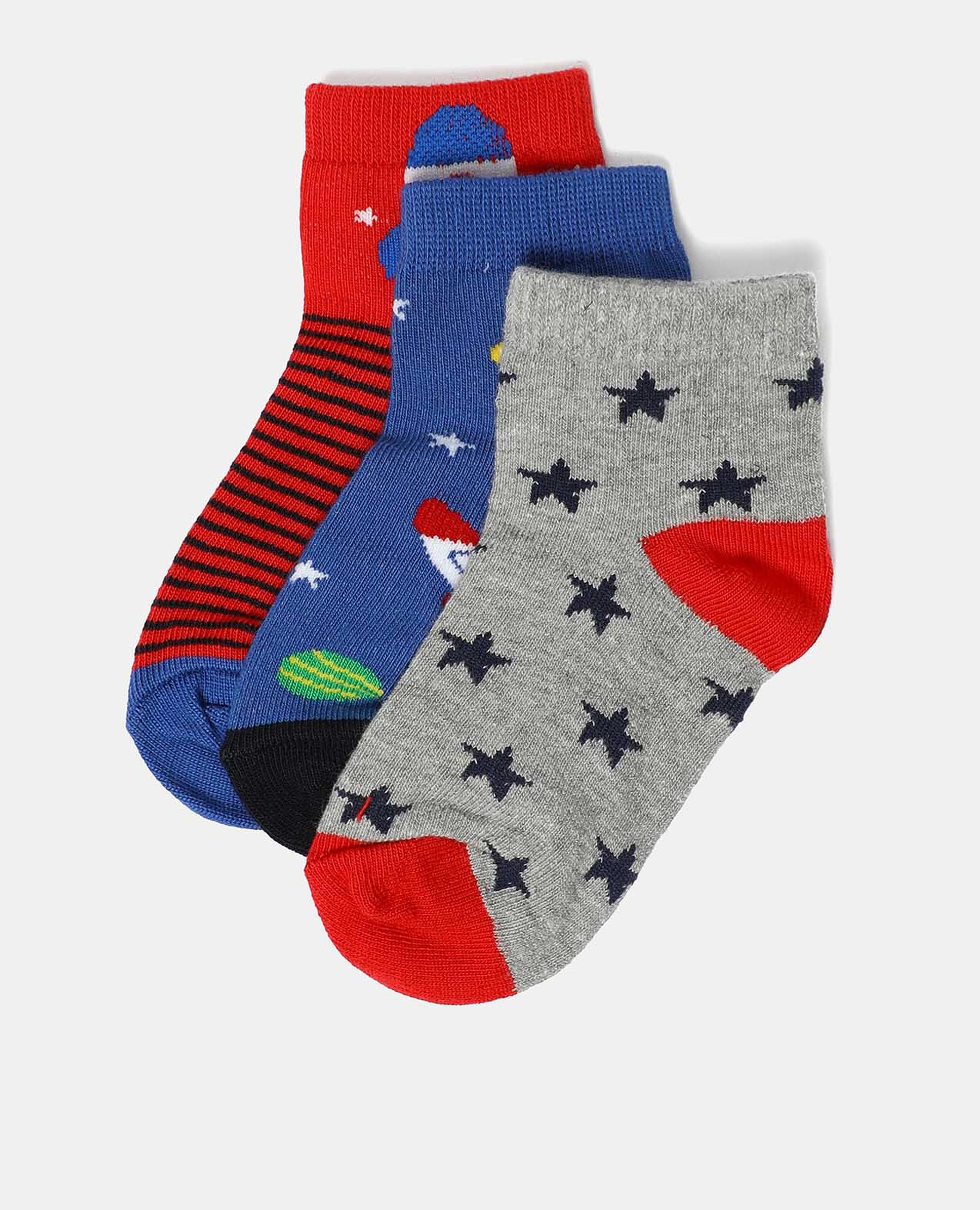 Set of 3 Printed Ankle-Length Socks