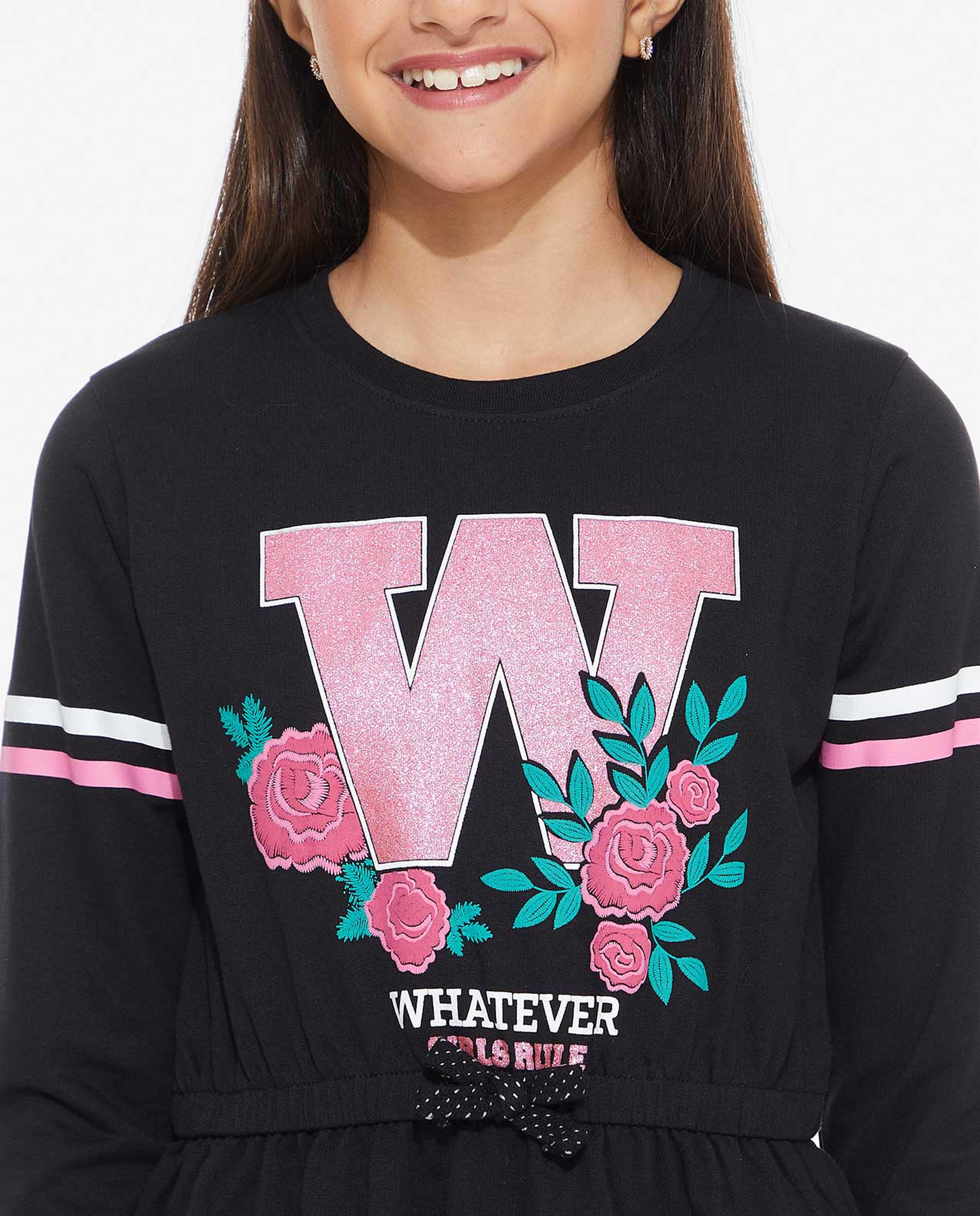 Typography Printed Fit and Flare T-Shirt Dress