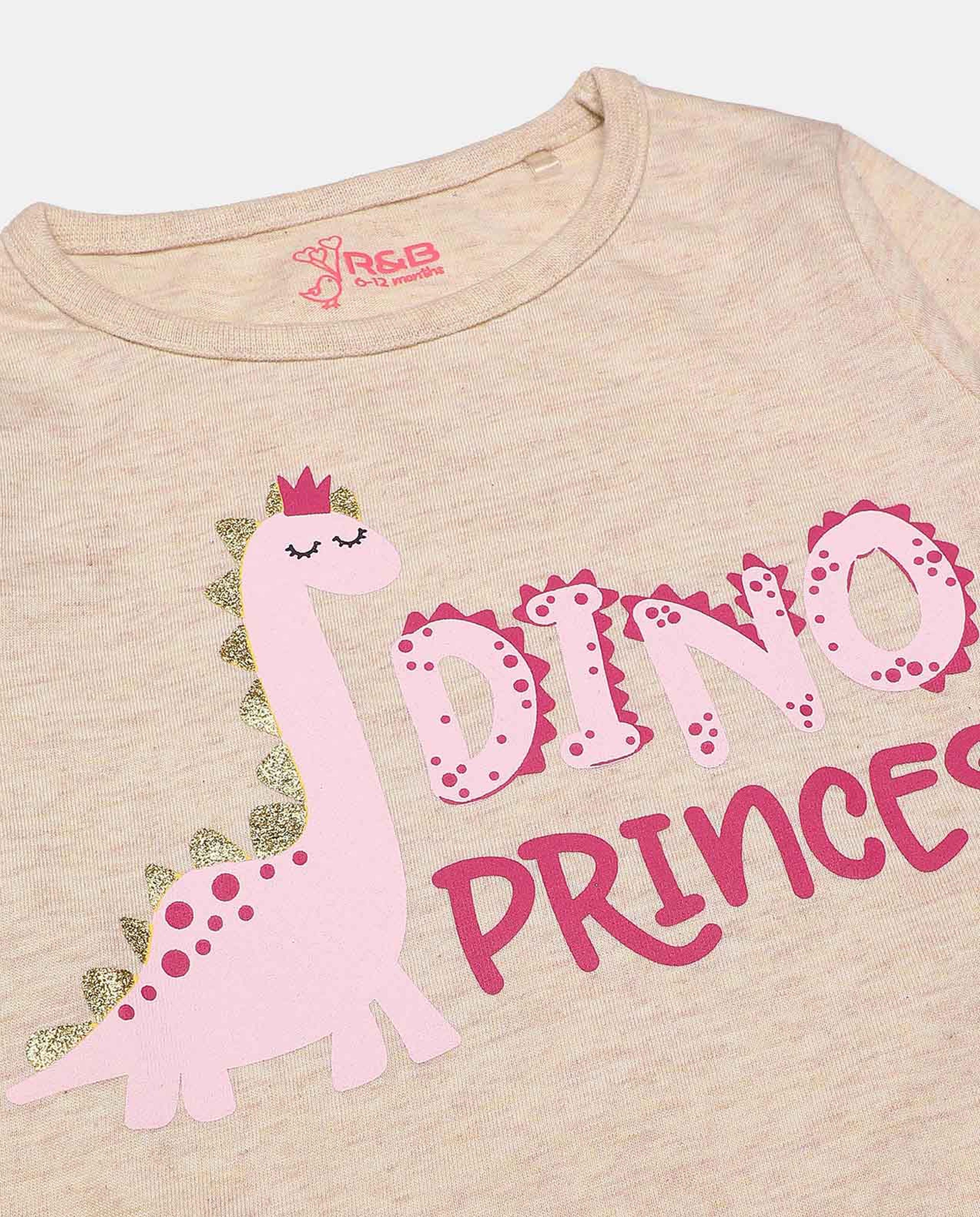 Printed T-Shirt with Round Neck and Long Sleeves