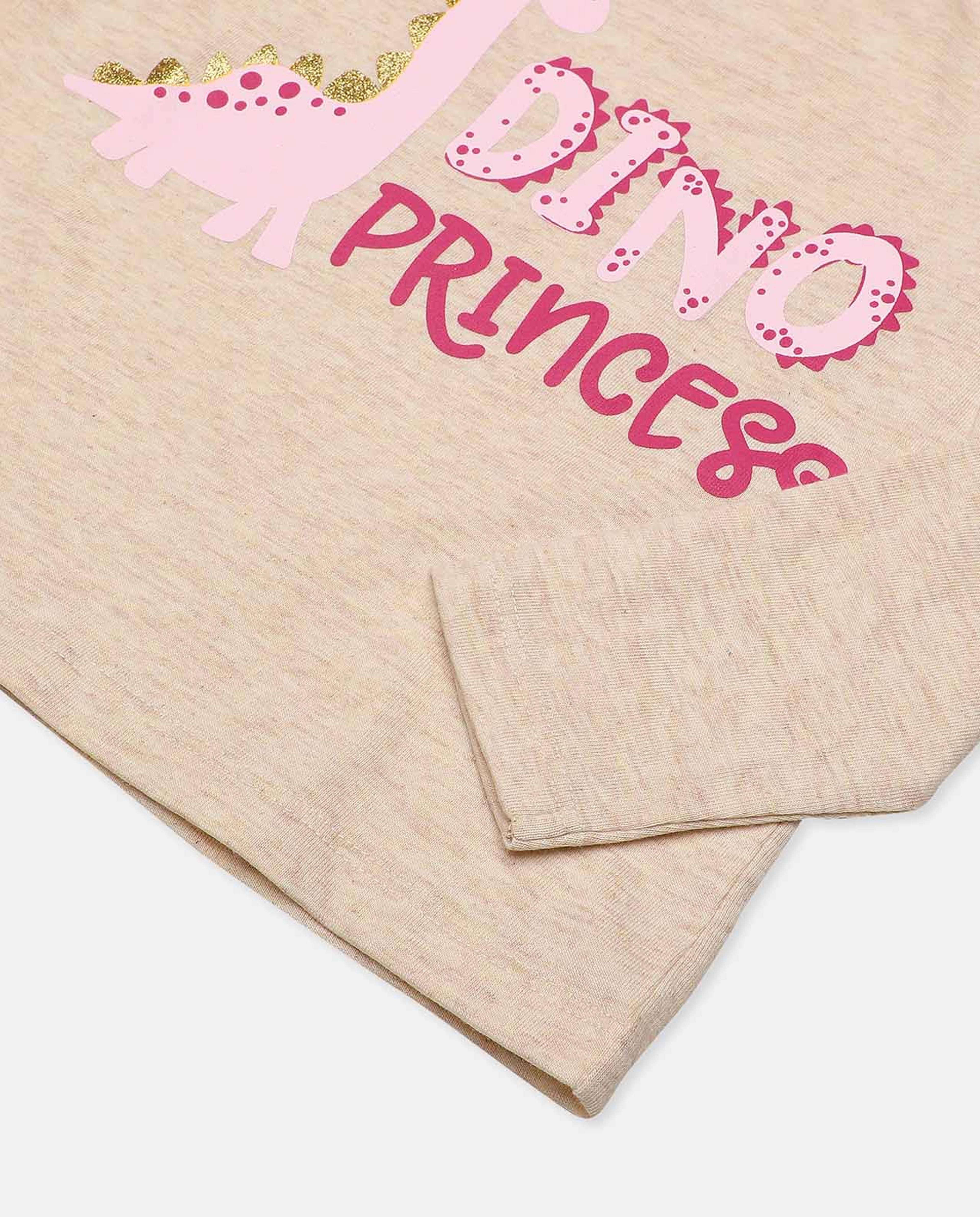 Printed T-Shirt with Round Neck and Long Sleeves