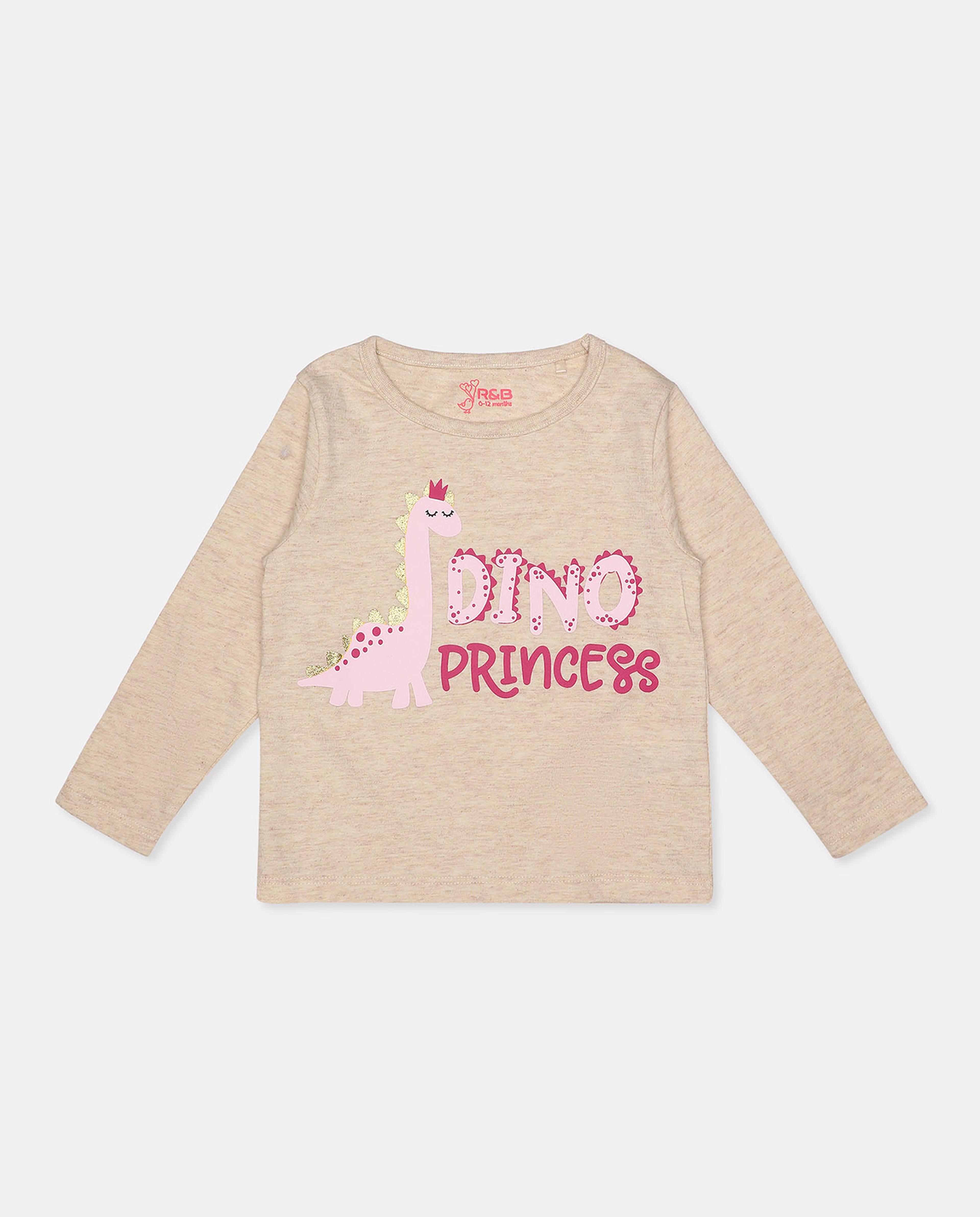 Printed T-Shirt with Round Neck and Long Sleeves
