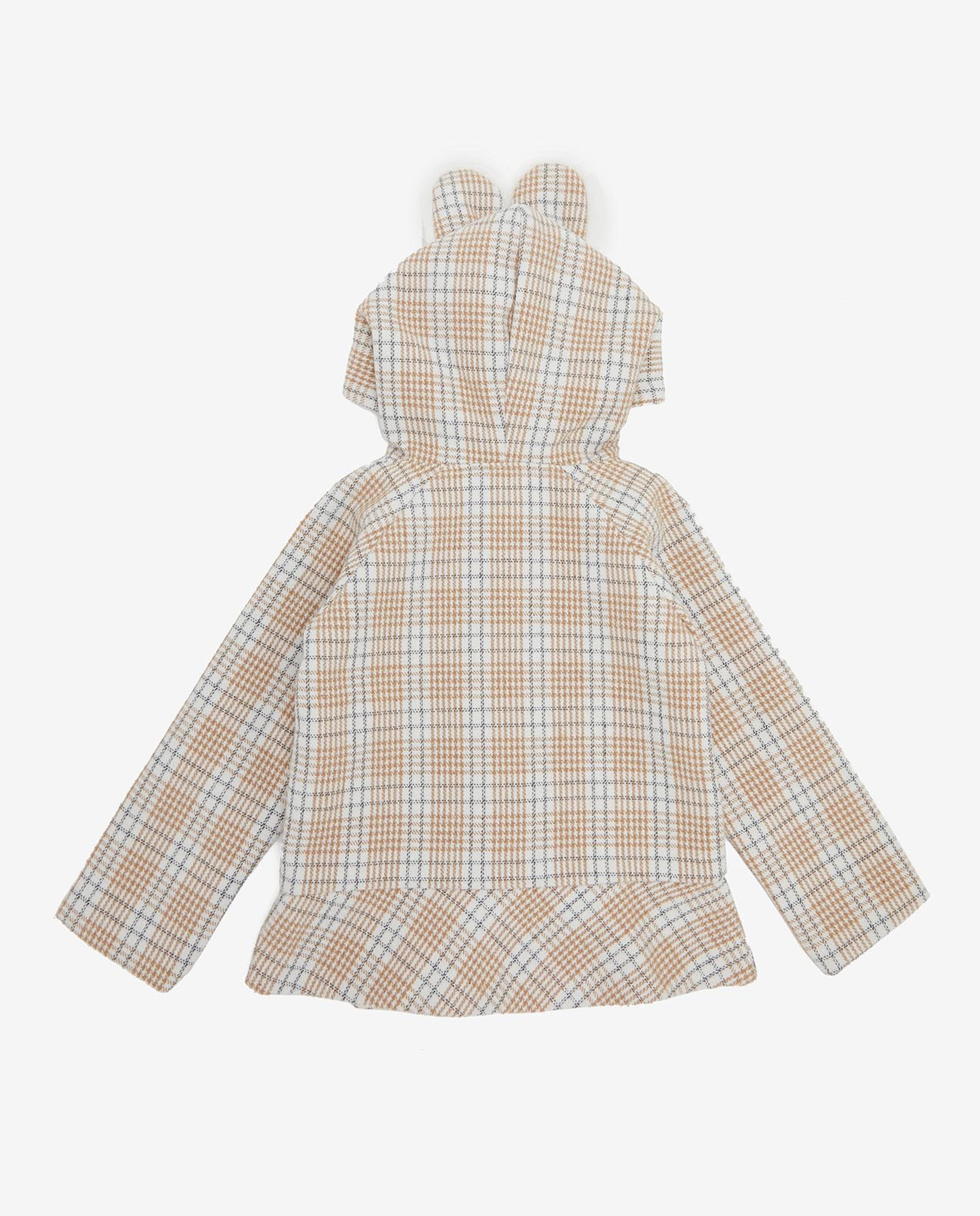 Plaid Hooded Jacket with Button Closure