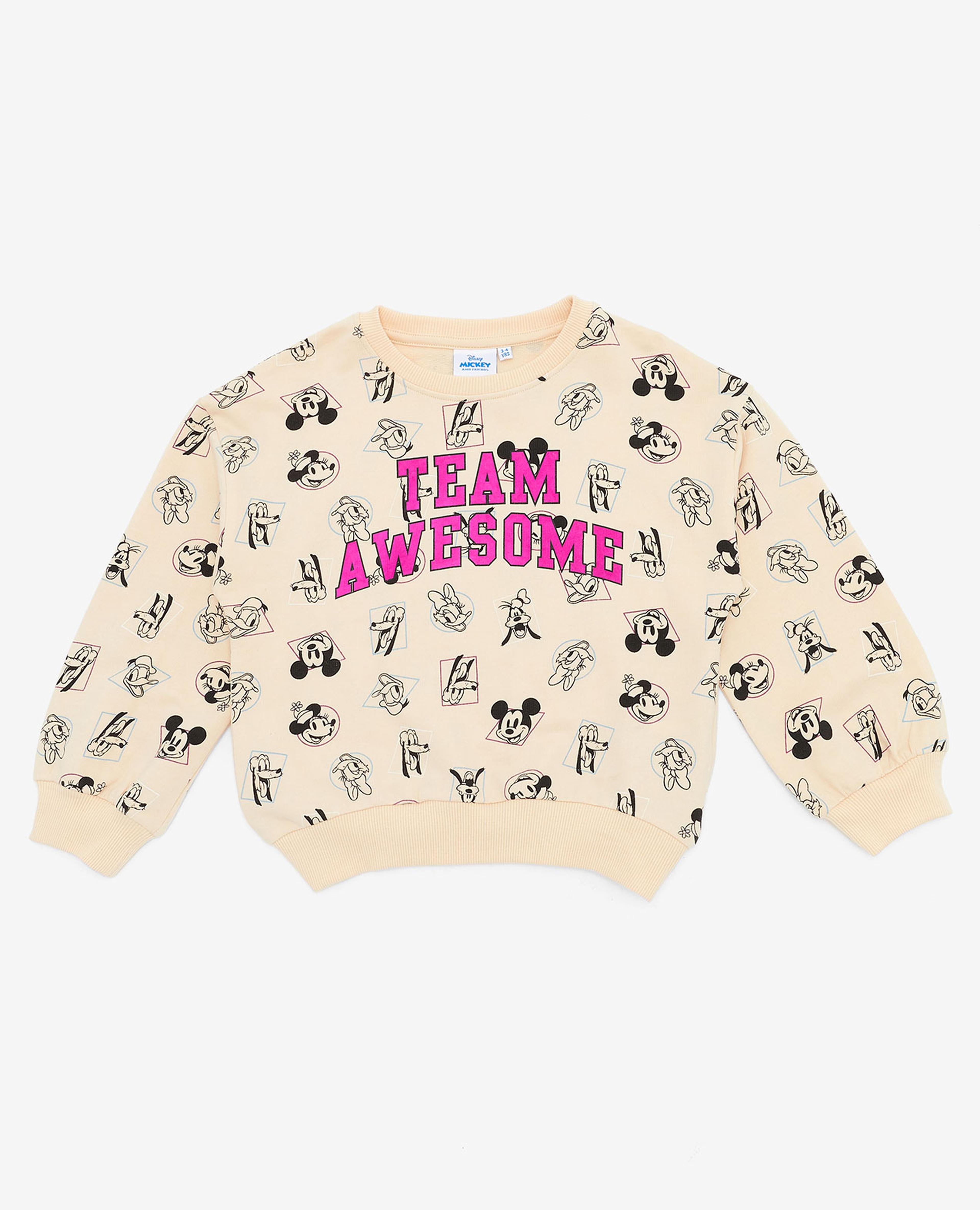 All Over Printed Sweatshirt with Crew Neck and Long Sleeves
