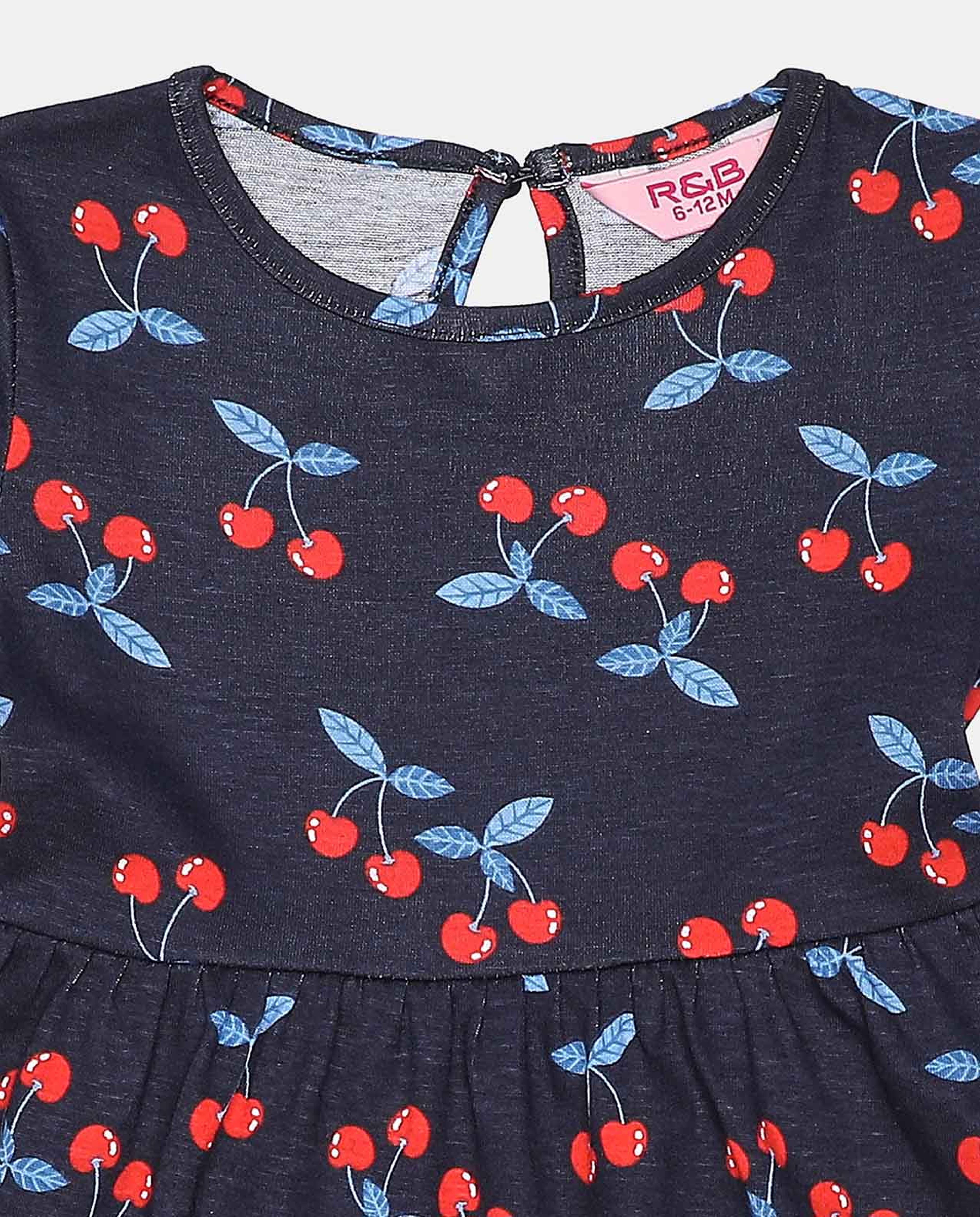 Printed Casual Dress with Crew Neck Short Sleeve