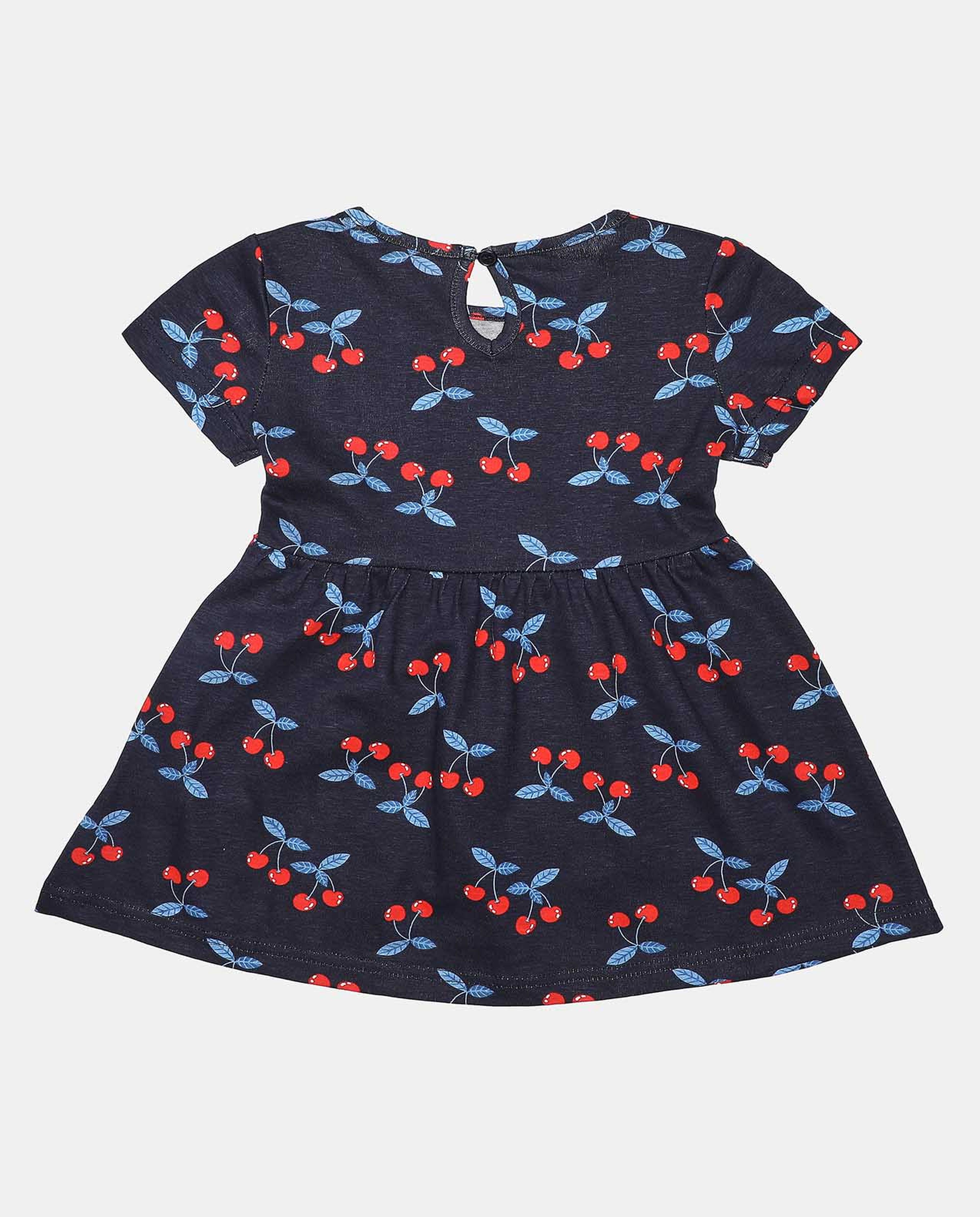 Printed Casual Dress with Crew Neck Short Sleeve